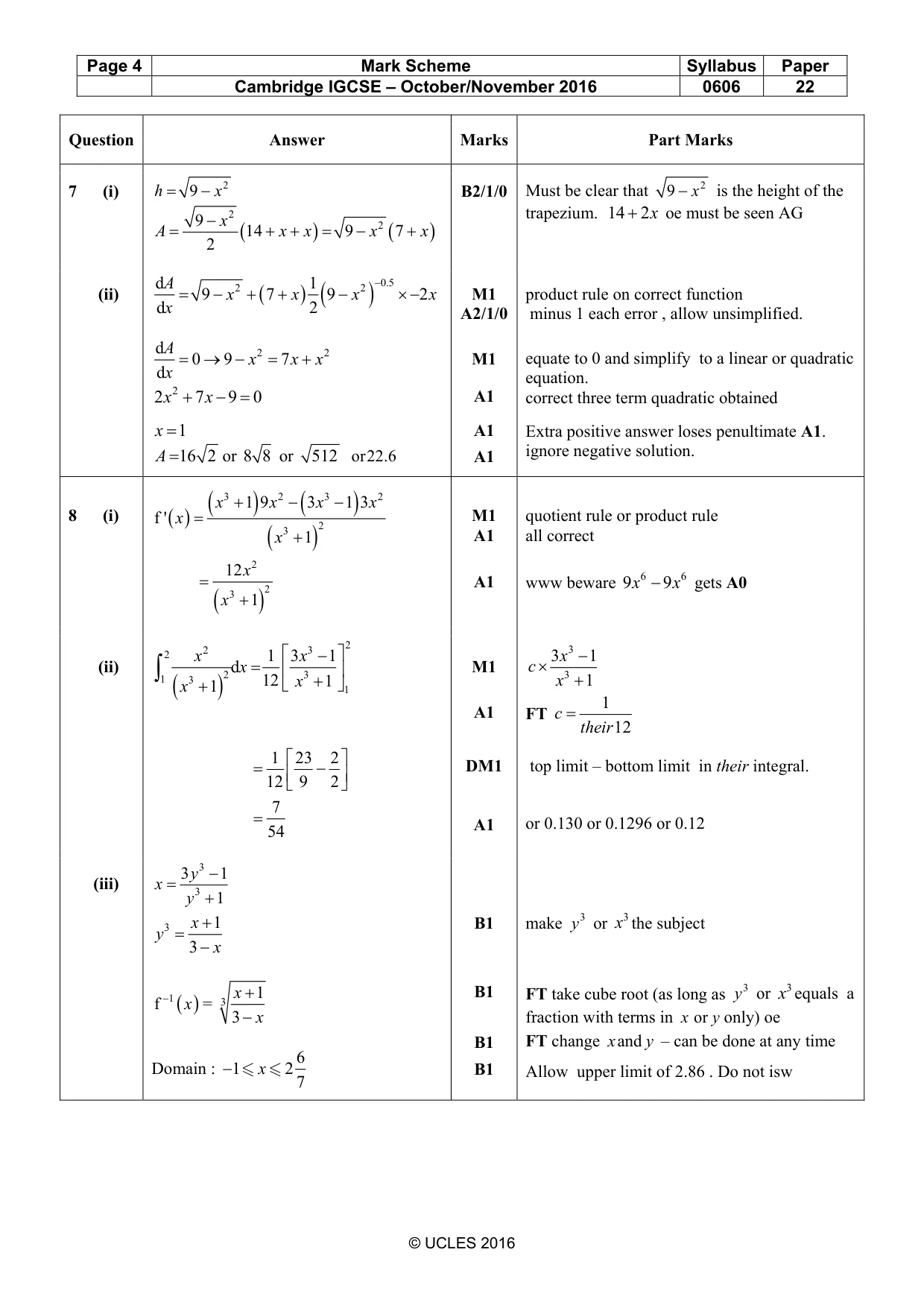 Mark scheme, page 4 of 6