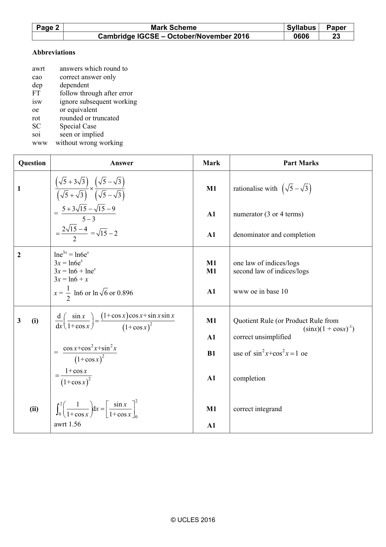 Mark scheme, page 2 of 6