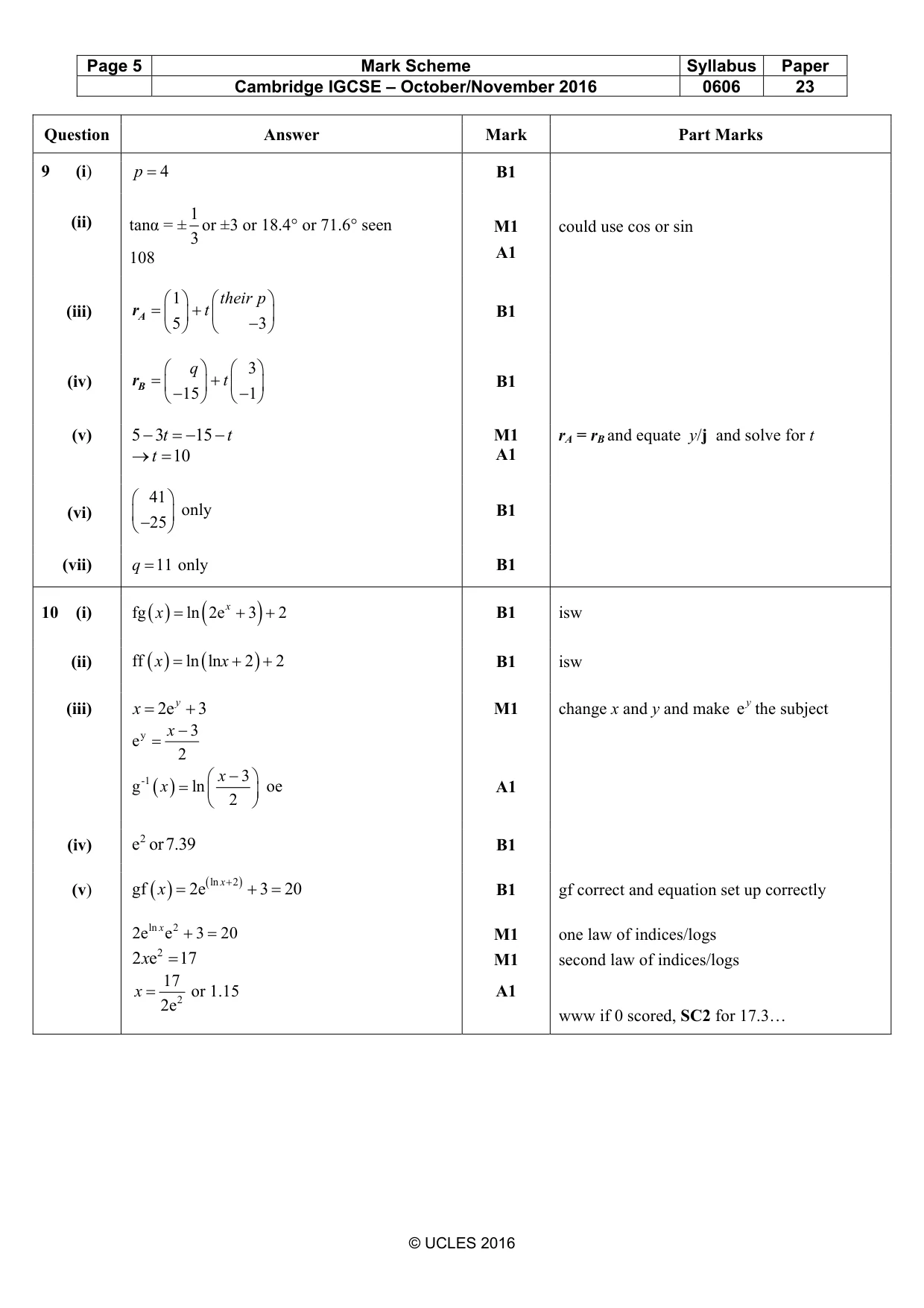 Mark scheme, page 5 of 6