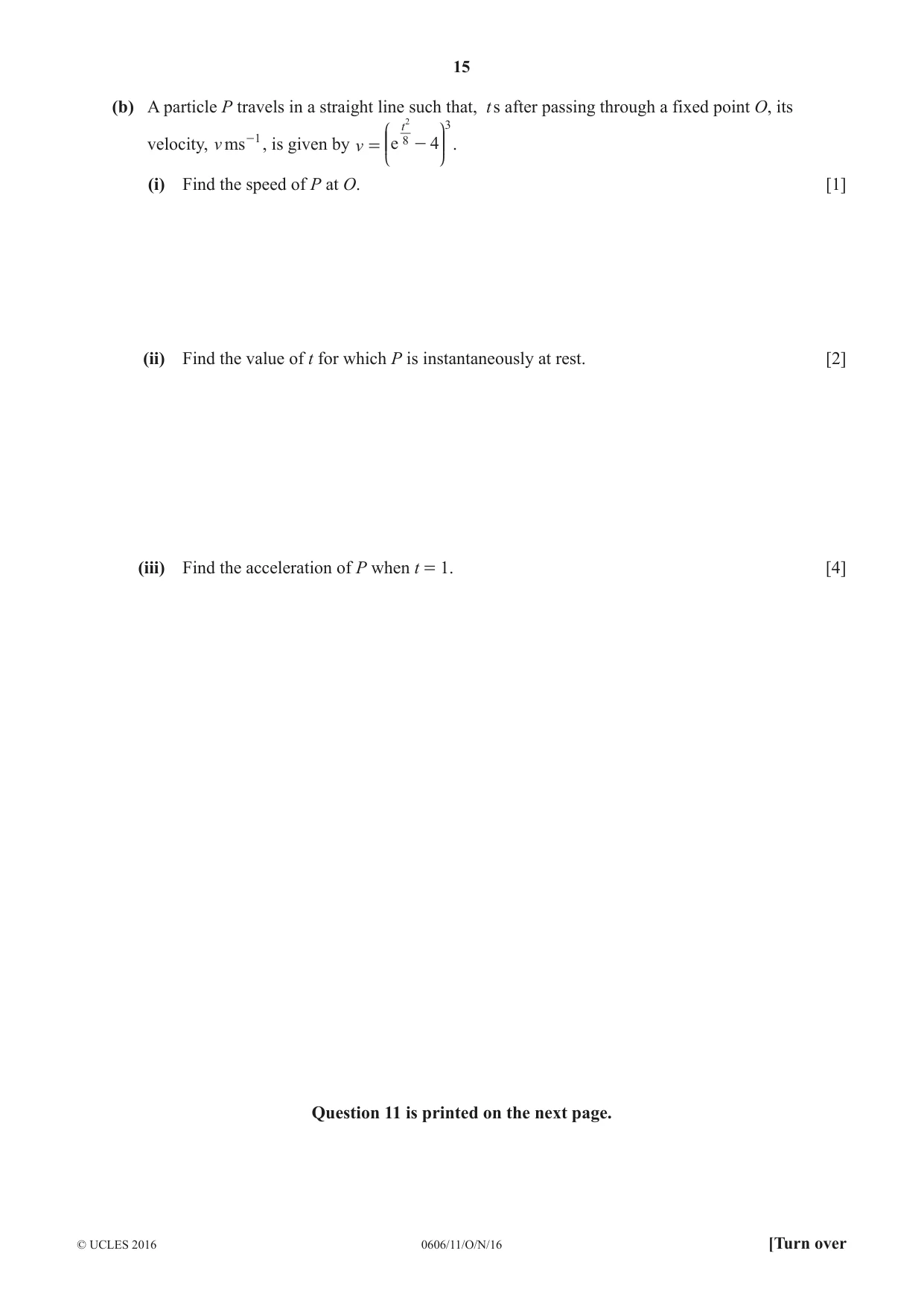 Cambridge IGCSE Mathematics - Additional 0606 2016 Oct/Nov Paper 1 · Variant 1 question paper, page 15 of 16