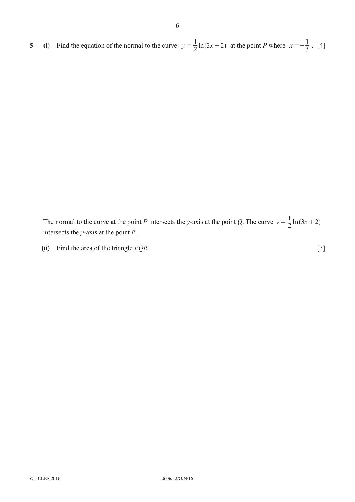 Cambridge IGCSE Mathematics - Additional 0606 2016 Oct/Nov Paper 1 · Variant 2 question paper, page 6 of 16