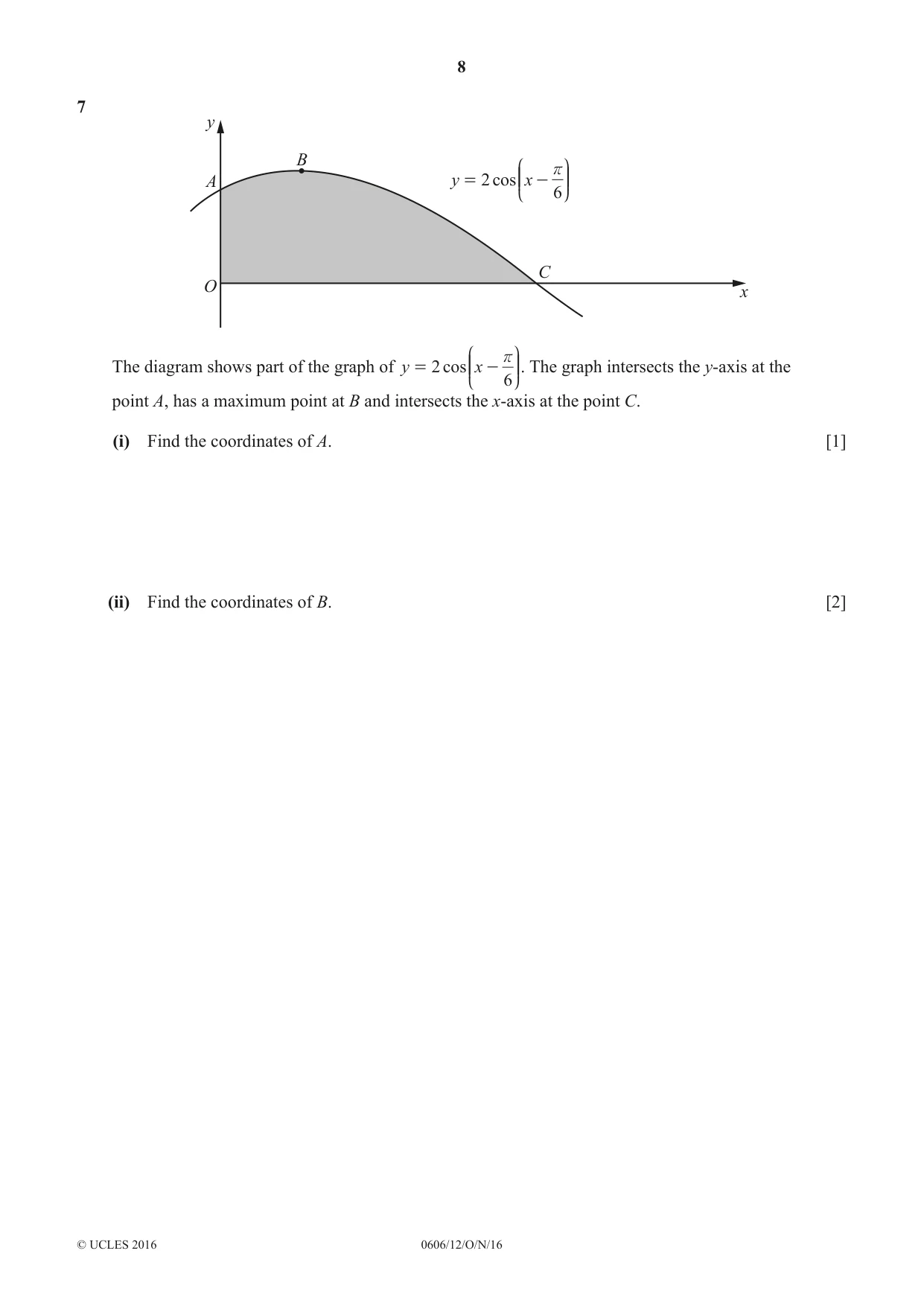 Cambridge IGCSE Mathematics - Additional 0606 2016 Oct/Nov Paper 1 · Variant 2 question paper, page 8 of 16