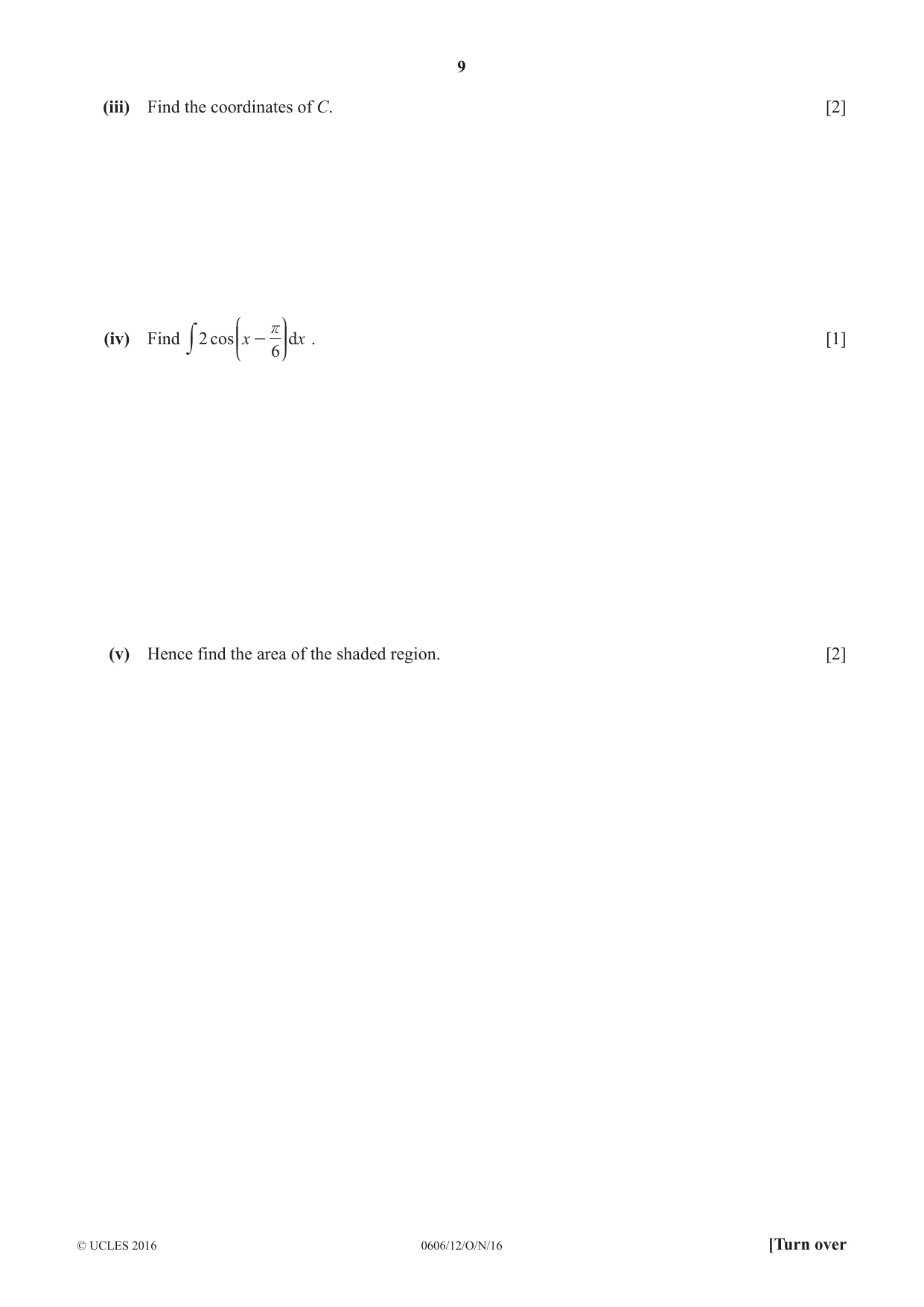 Cambridge IGCSE Mathematics - Additional 0606 2016 Oct/Nov Paper 1 · Variant 2 question paper, page 9 of 16