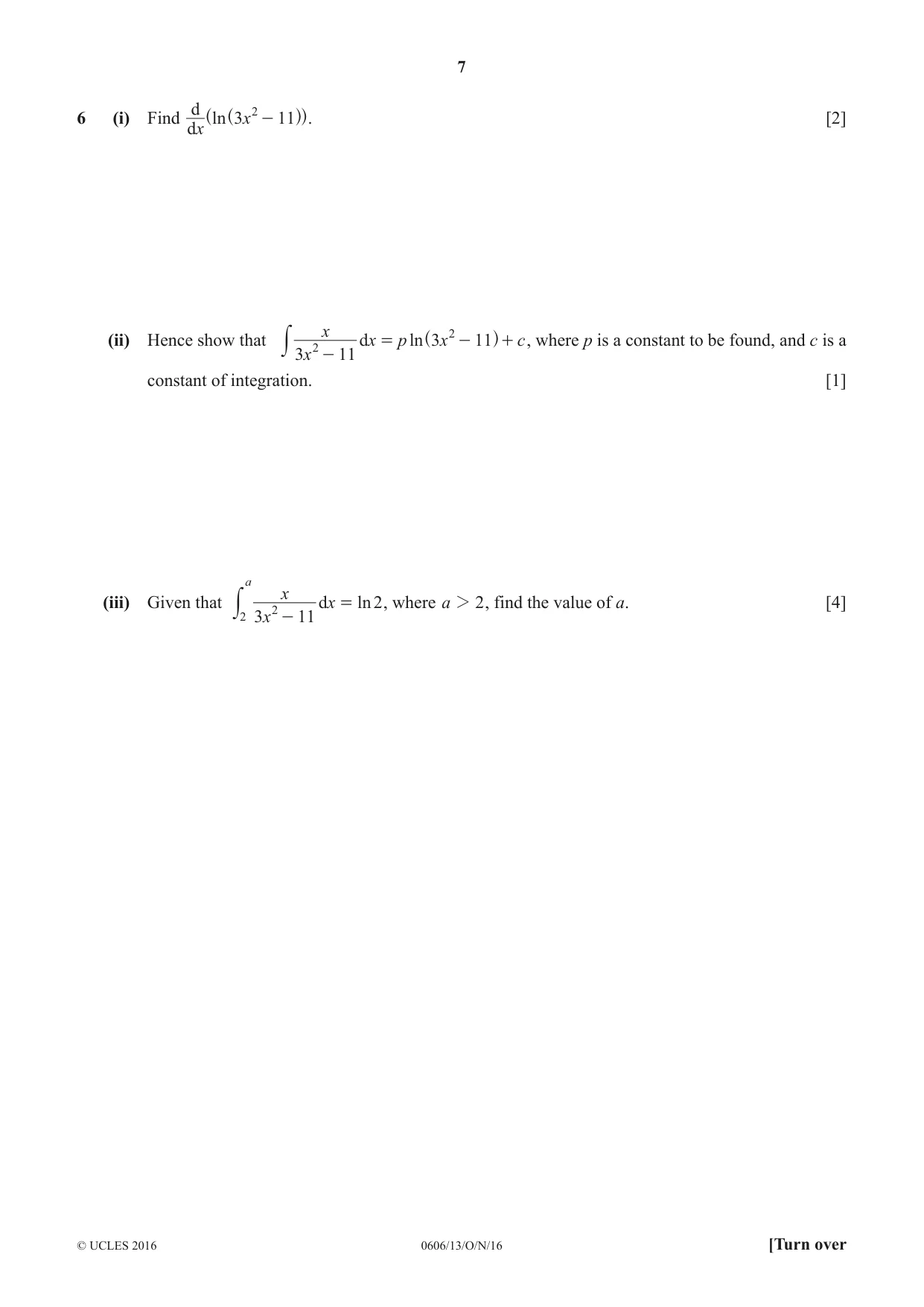 Cambridge IGCSE Mathematics - Additional 0606 2016 Oct/Nov Paper 1 · Variant 3 question paper, page 7 of 16