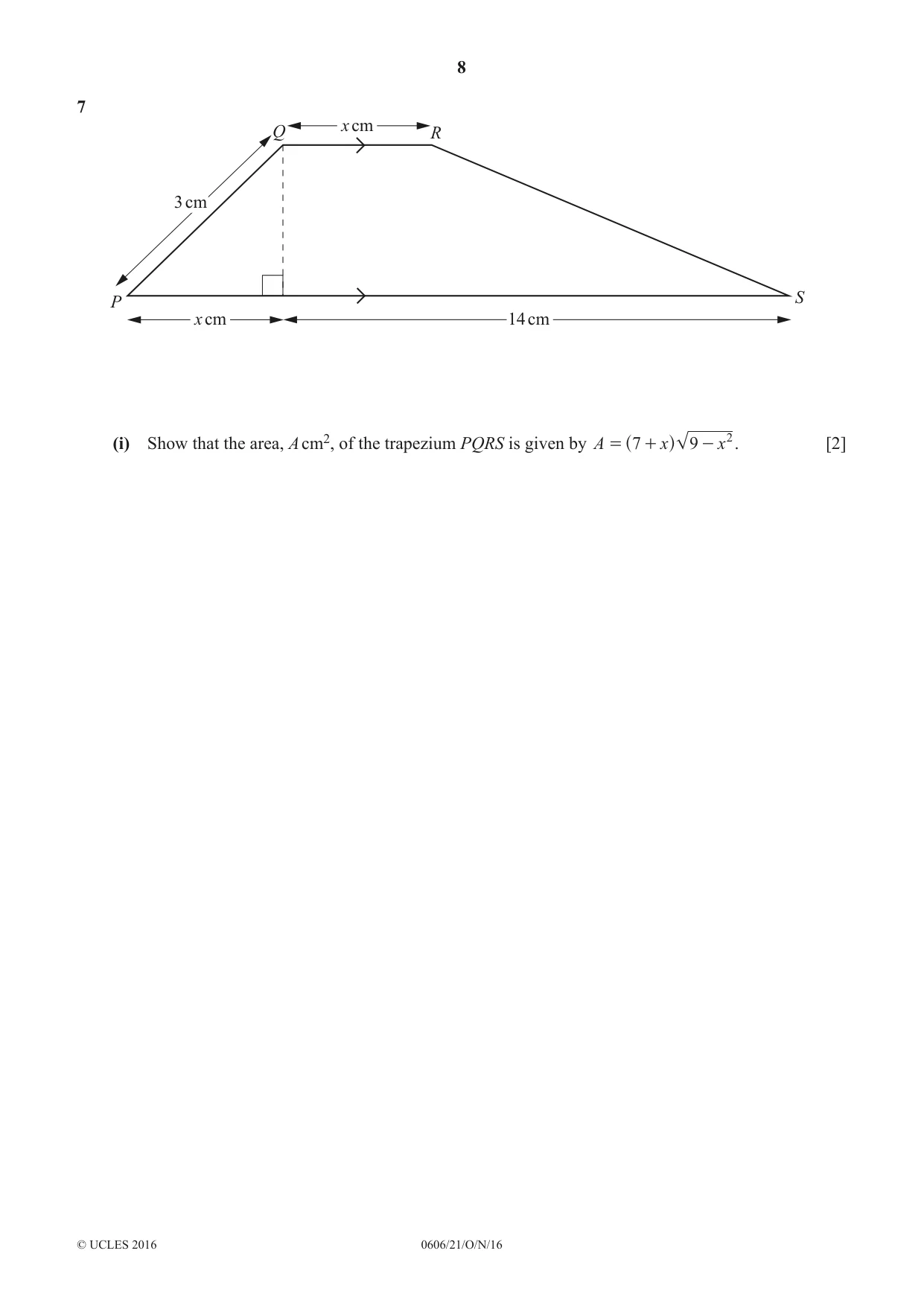 Cambridge IGCSE Mathematics - Additional 0606 2016 Oct/Nov Paper 2 · Variant 1 question paper, page 8 of 16