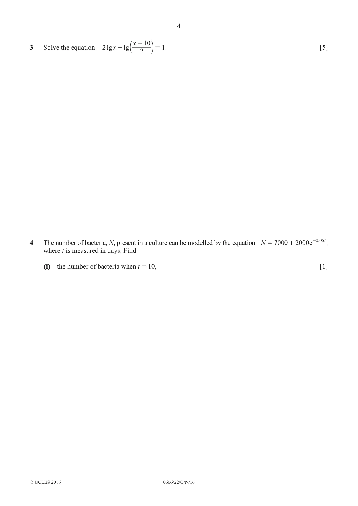 Cambridge IGCSE Mathematics - Additional 0606 2016 Oct/Nov Paper 2 · Variant 2 question paper, page 4 of 16