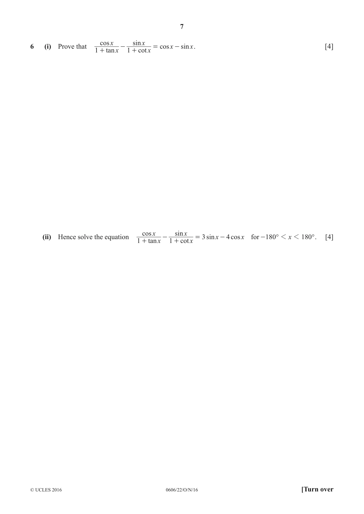 Cambridge IGCSE Mathematics - Additional 0606 2016 Oct/Nov Paper 2 · Variant 2 question paper, page 7 of 16