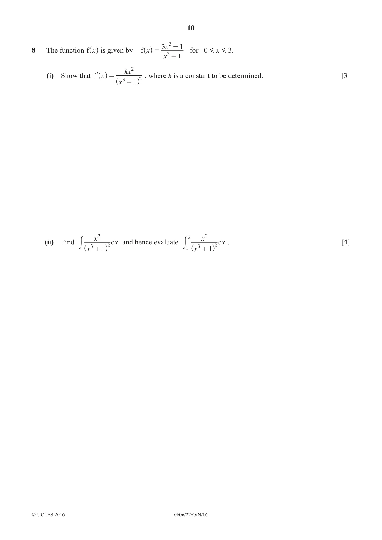 Cambridge IGCSE Mathematics - Additional 0606 2016 Oct/Nov Paper 2 · Variant 2 question paper, page 10 of 16