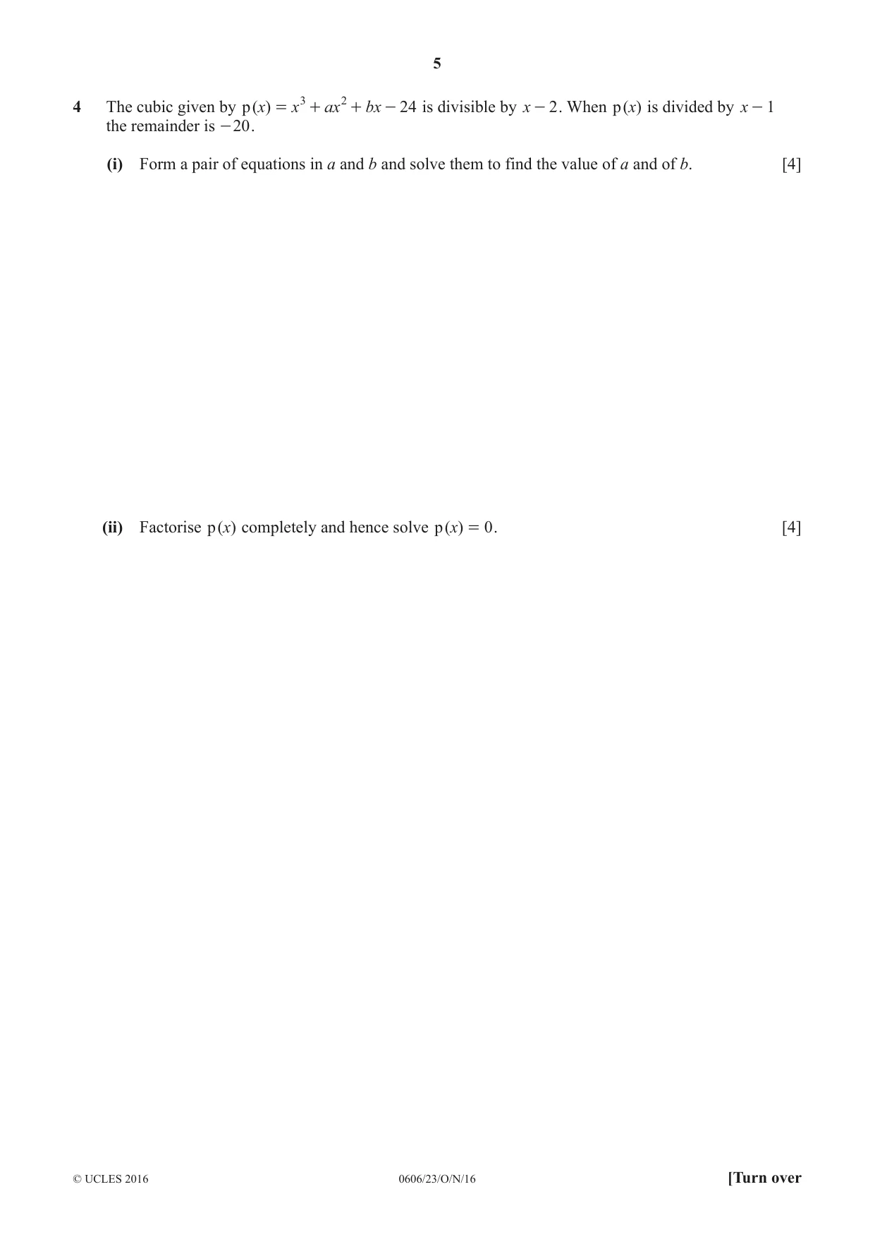 Cambridge IGCSE Mathematics - Additional 0606 2016 Oct/Nov Paper 2 · Variant 3 question paper, page 5 of 16