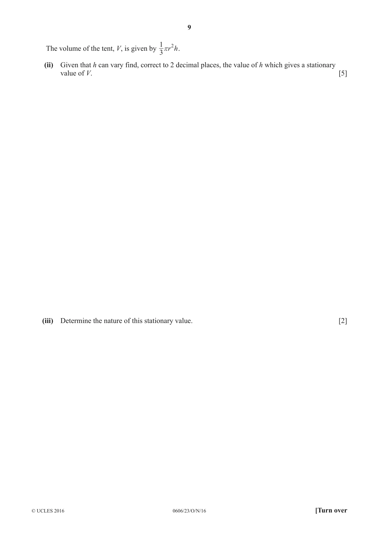 Cambridge IGCSE Mathematics - Additional 0606 2016 Oct/Nov Paper 2 · Variant 3 question paper, page 9 of 16