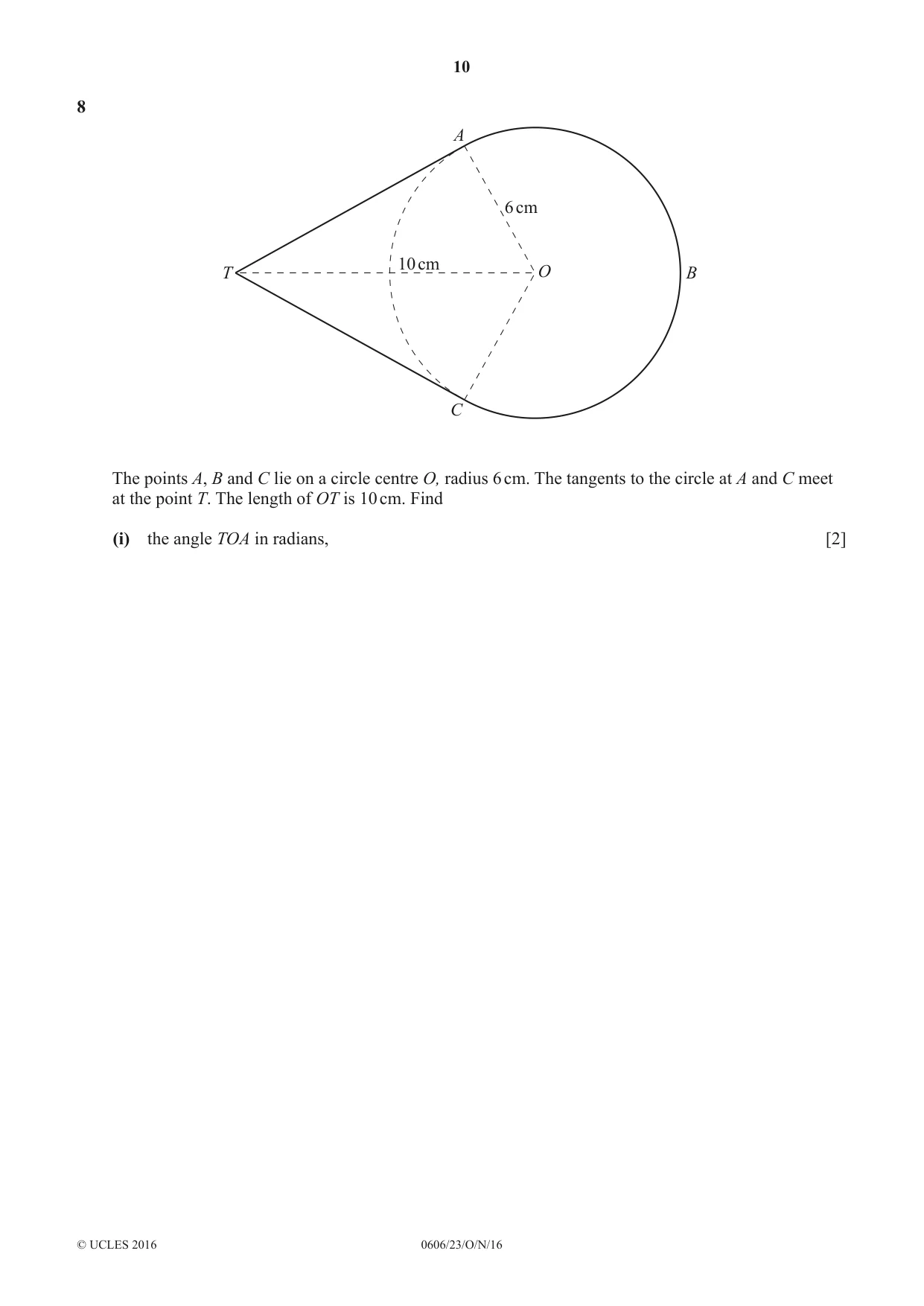 Cambridge IGCSE Mathematics - Additional 0606 2016 Oct/Nov Paper 2 · Variant 3 question paper, page 10 of 16