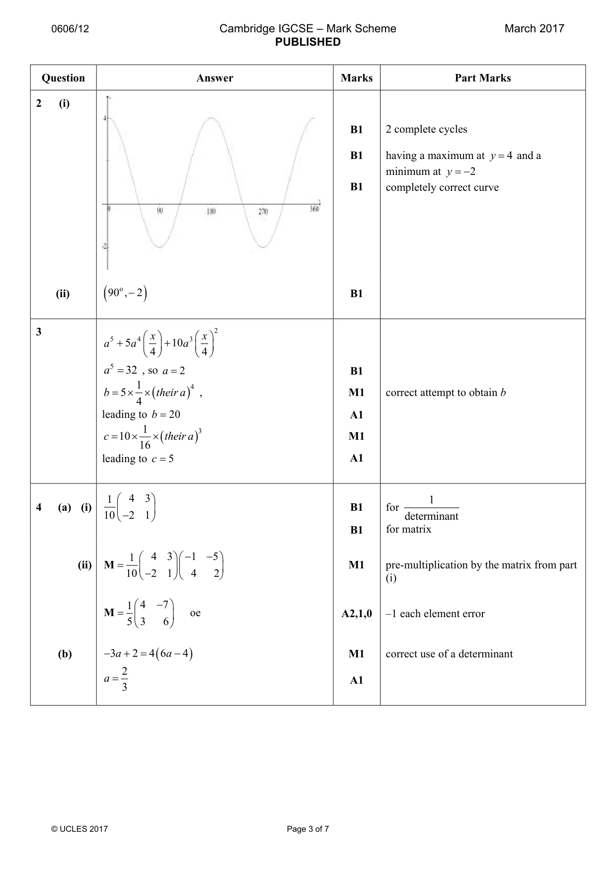 Mark scheme, page 3 of 7