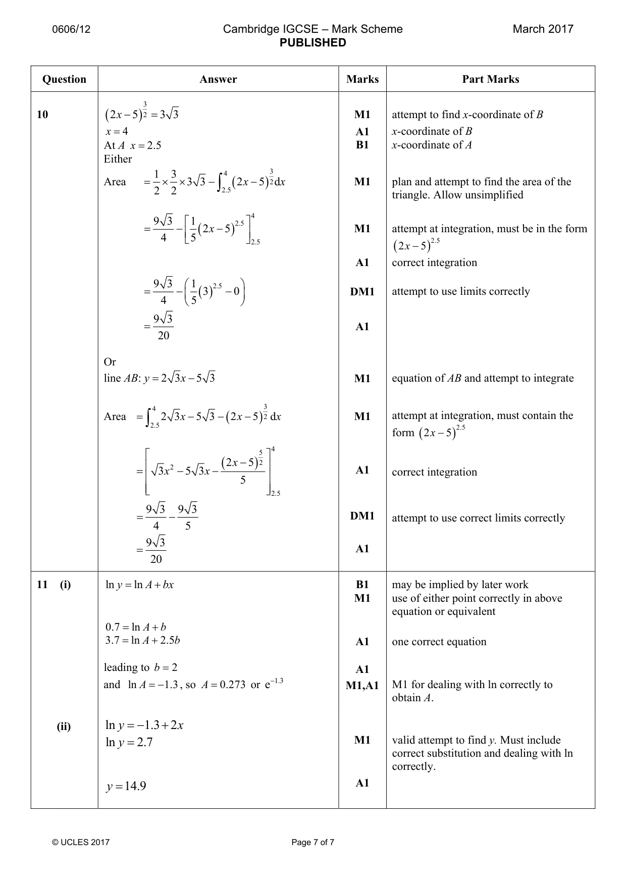 Mark scheme, page 7 of 7