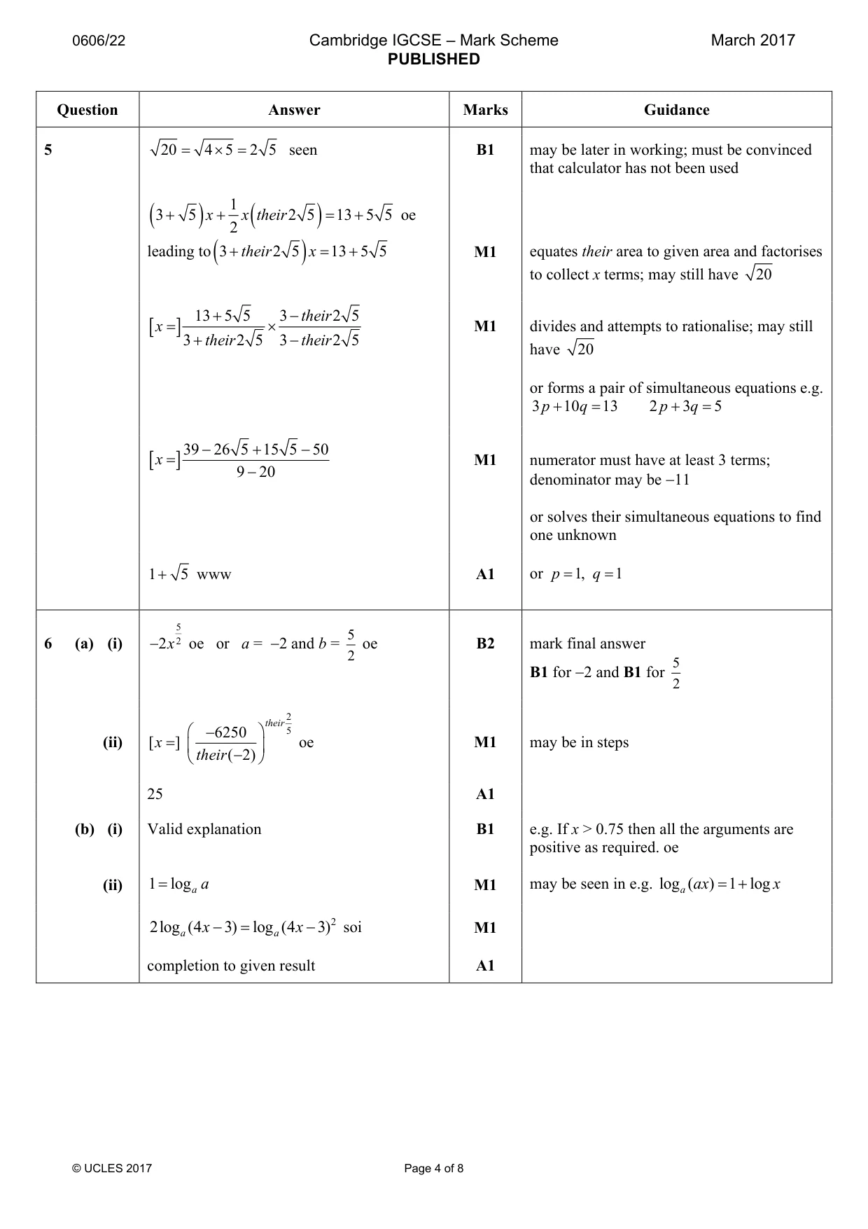 Mark scheme, page 4 of 8