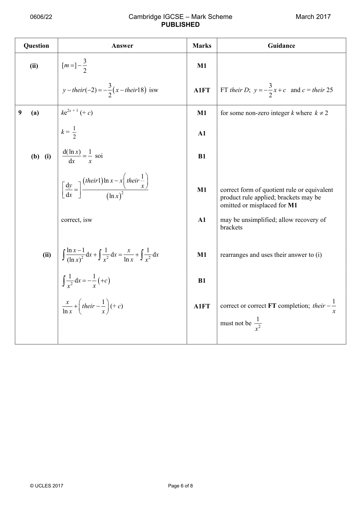 Mark scheme, page 6 of 8