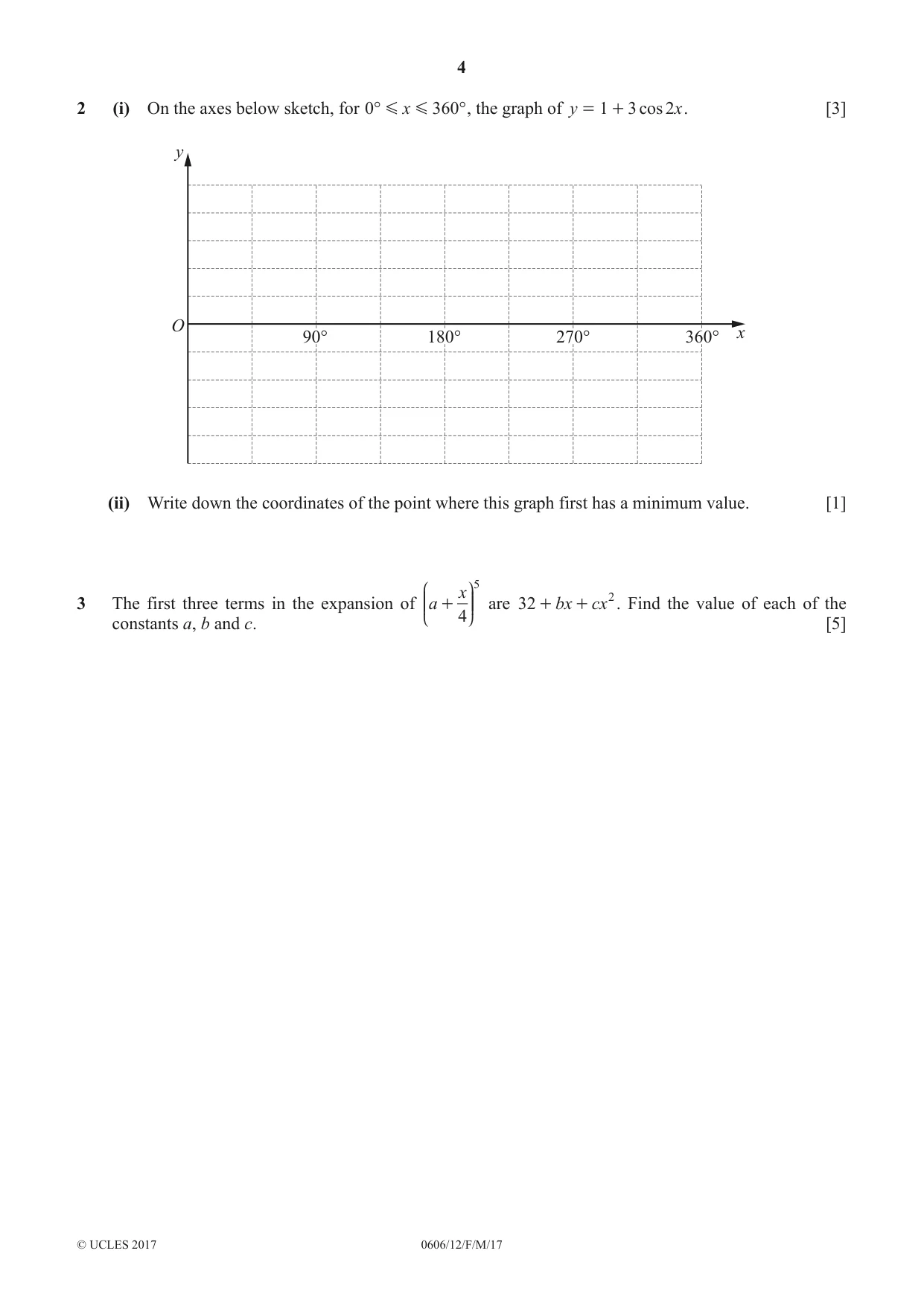 Cambridge IGCSE Mathematics - Additional 0606 2017 Feb/March Paper 1 · Variant 2 question paper, page 4 of 16