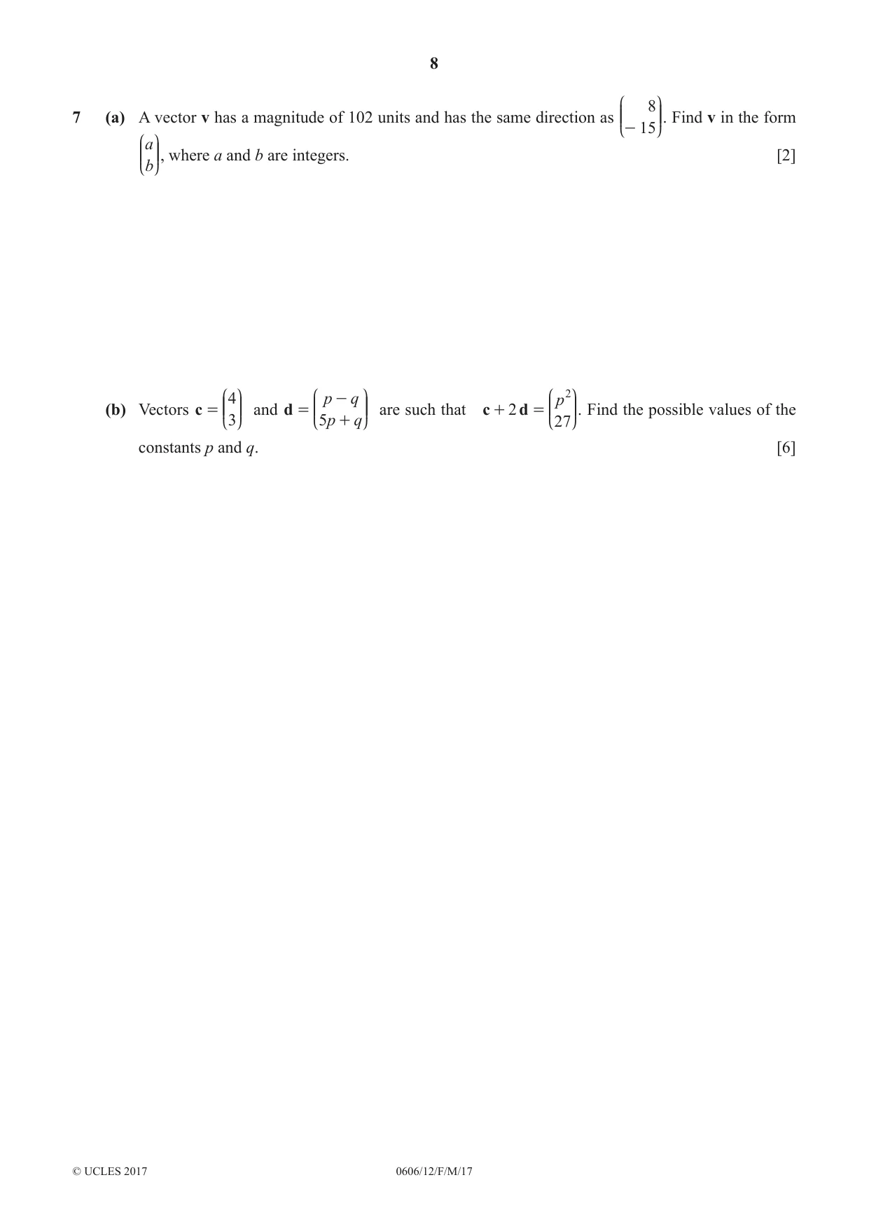 Cambridge IGCSE Mathematics - Additional 0606 2017 Feb/March Paper 1 · Variant 2 question paper, page 8 of 16