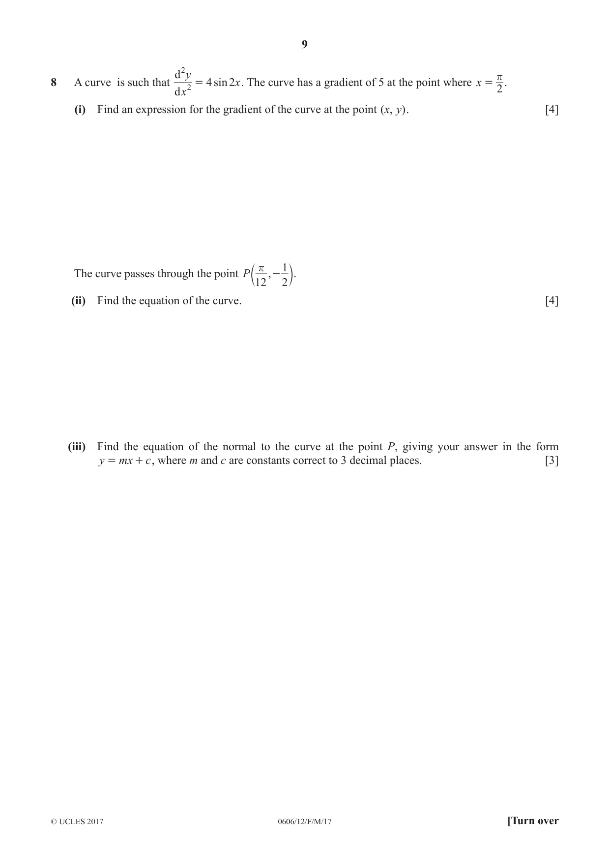 Cambridge IGCSE Mathematics - Additional 0606 2017 Feb/March Paper 1 · Variant 2 question paper, page 9 of 16