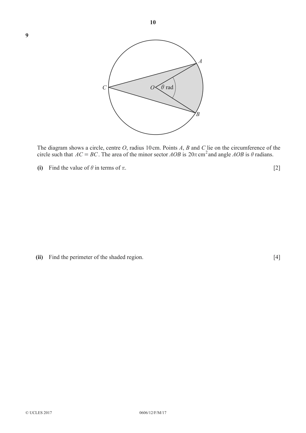 Cambridge IGCSE Mathematics - Additional 0606 2017 Feb/March Paper 1 · Variant 2 question paper, page 10 of 16