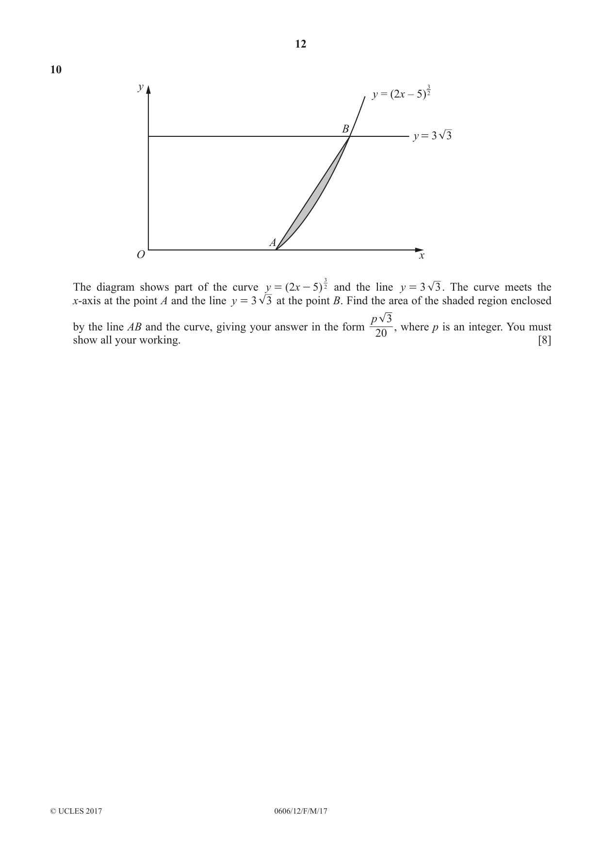 Cambridge IGCSE Mathematics - Additional 0606 2017 Feb/March Paper 1 · Variant 2 question paper, page 12 of 16