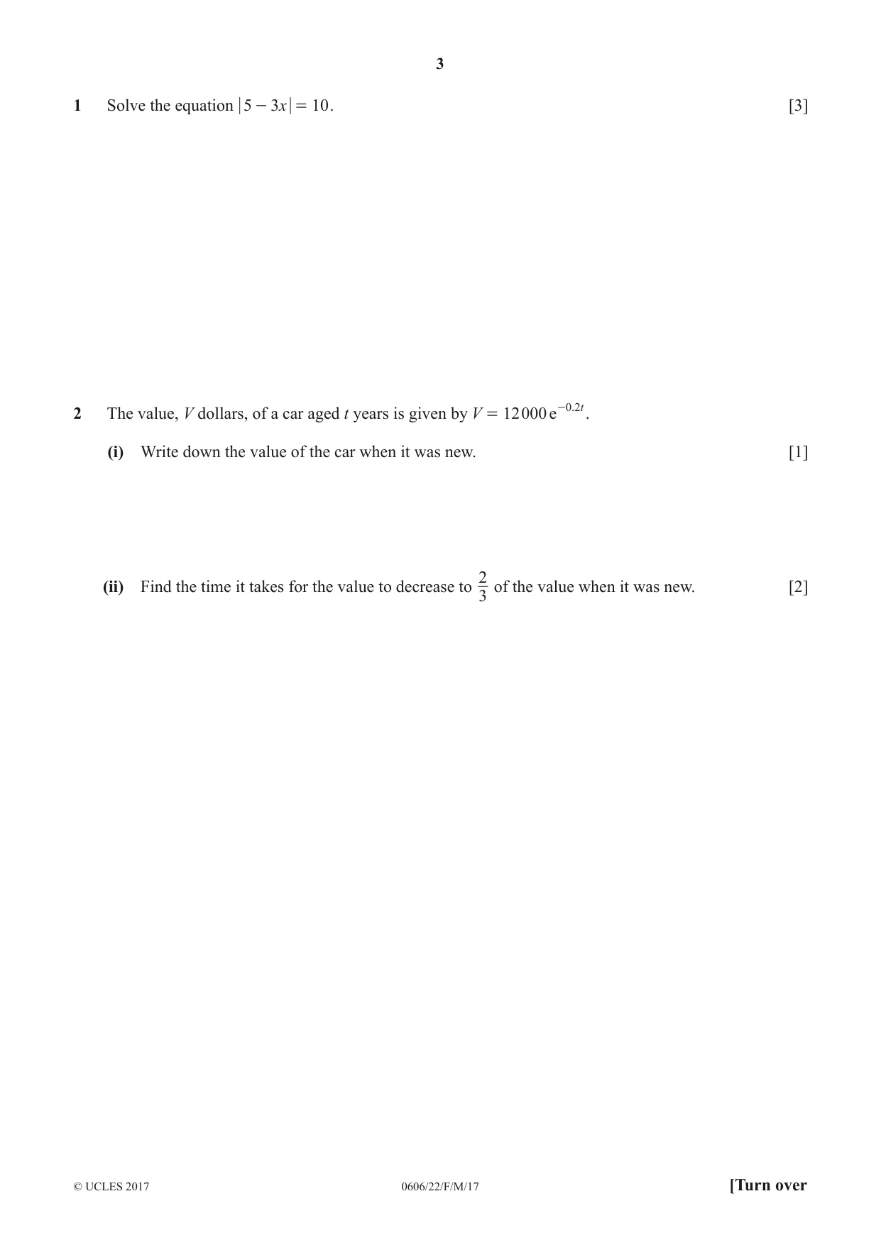 Cambridge IGCSE Mathematics - Additional 0606 2017 Feb/March Paper 2 · Variant 2 question paper, page 3 of 16