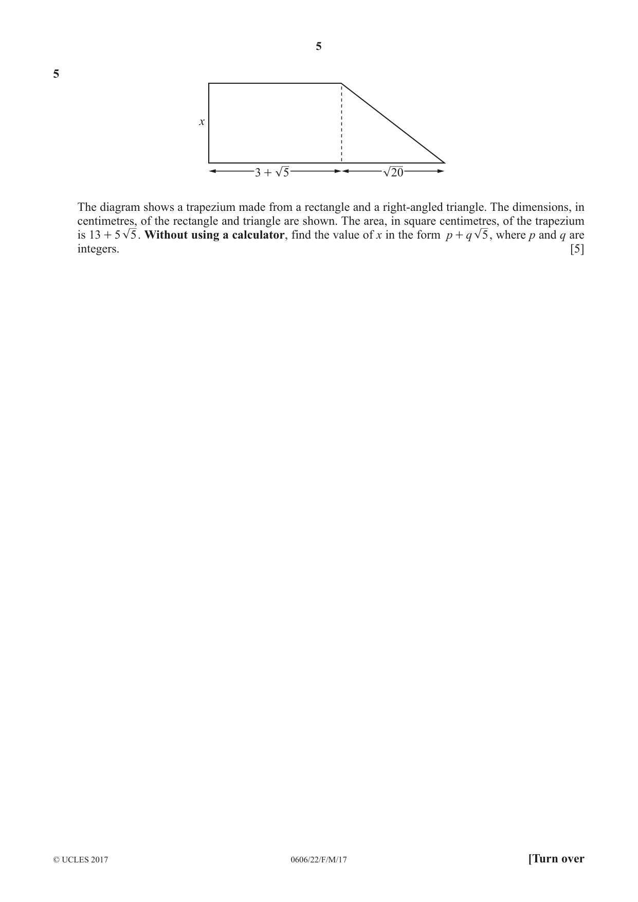 Cambridge IGCSE Mathematics - Additional 0606 2017 Feb/March Paper 2 · Variant 2 question paper, page 5 of 16