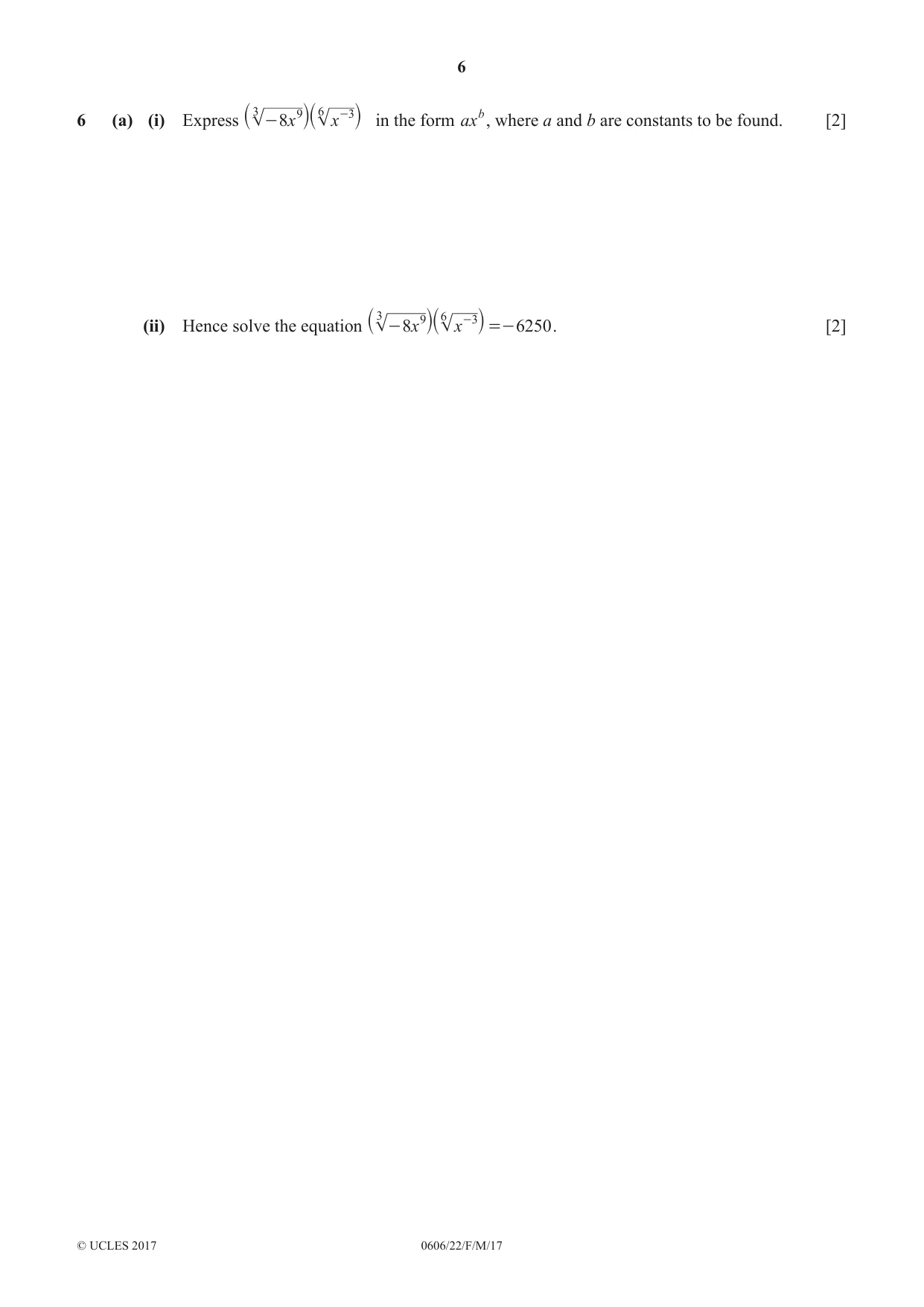 Cambridge IGCSE Mathematics - Additional 0606 2017 Feb/March Paper 2 · Variant 2 question paper, page 6 of 16