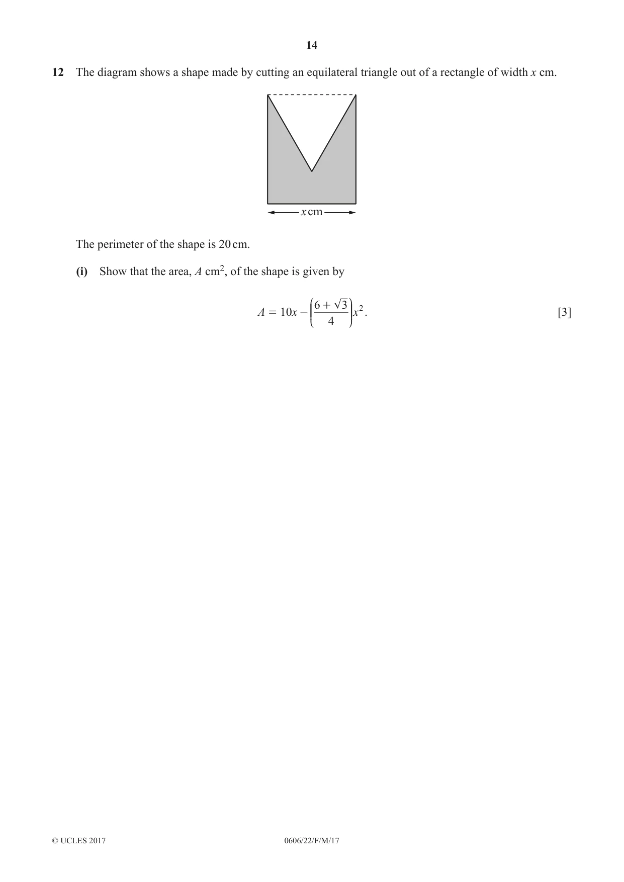 Cambridge IGCSE Mathematics - Additional 0606 2017 Feb/March Paper 2 · Variant 2 question paper, page 14 of 16