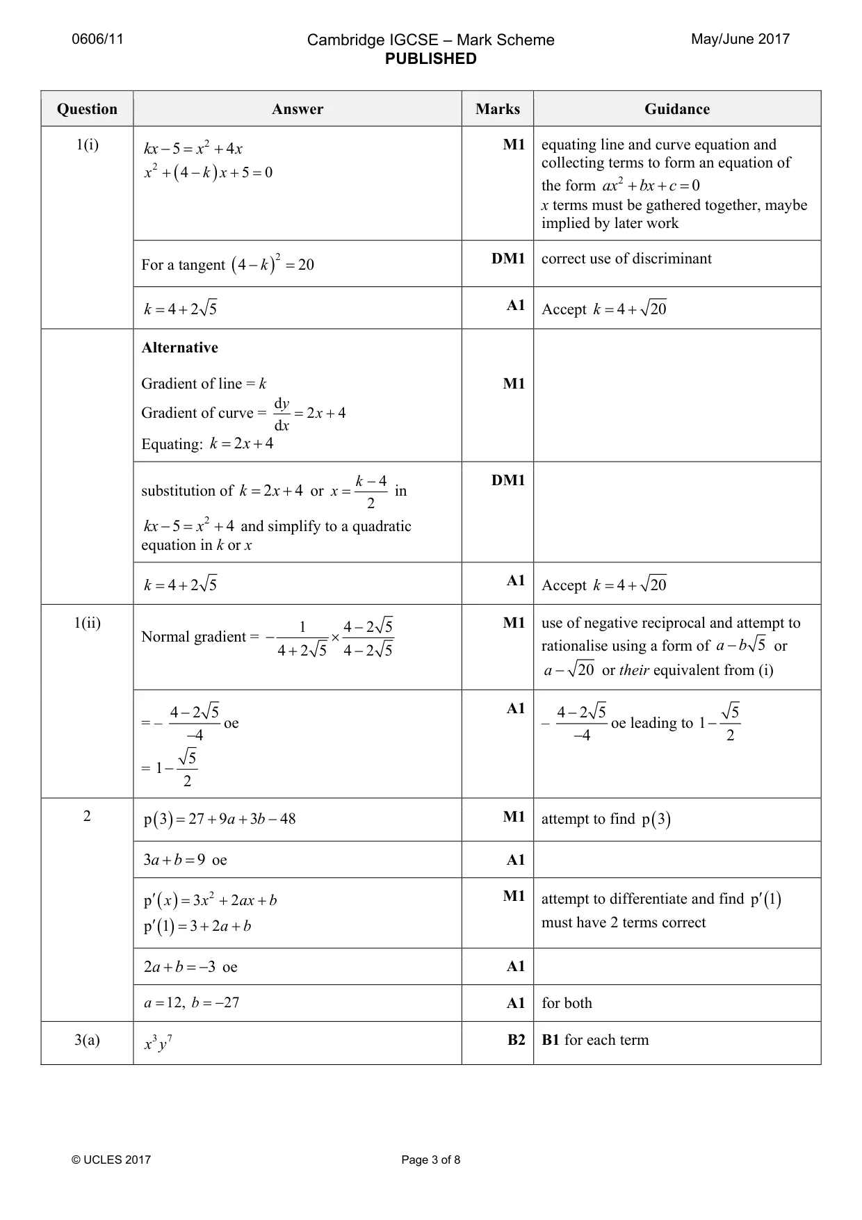 Mark scheme, page 3 of 8
