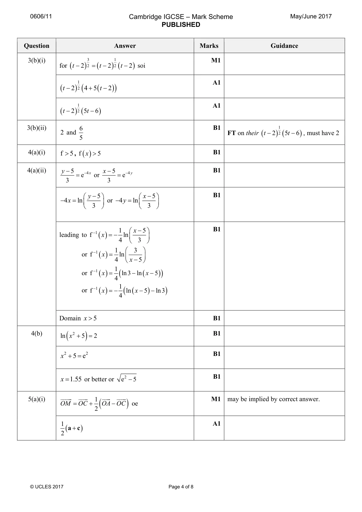 Mark scheme, page 4 of 8