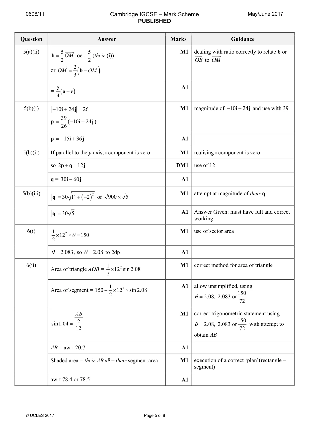 Mark scheme, page 5 of 8
