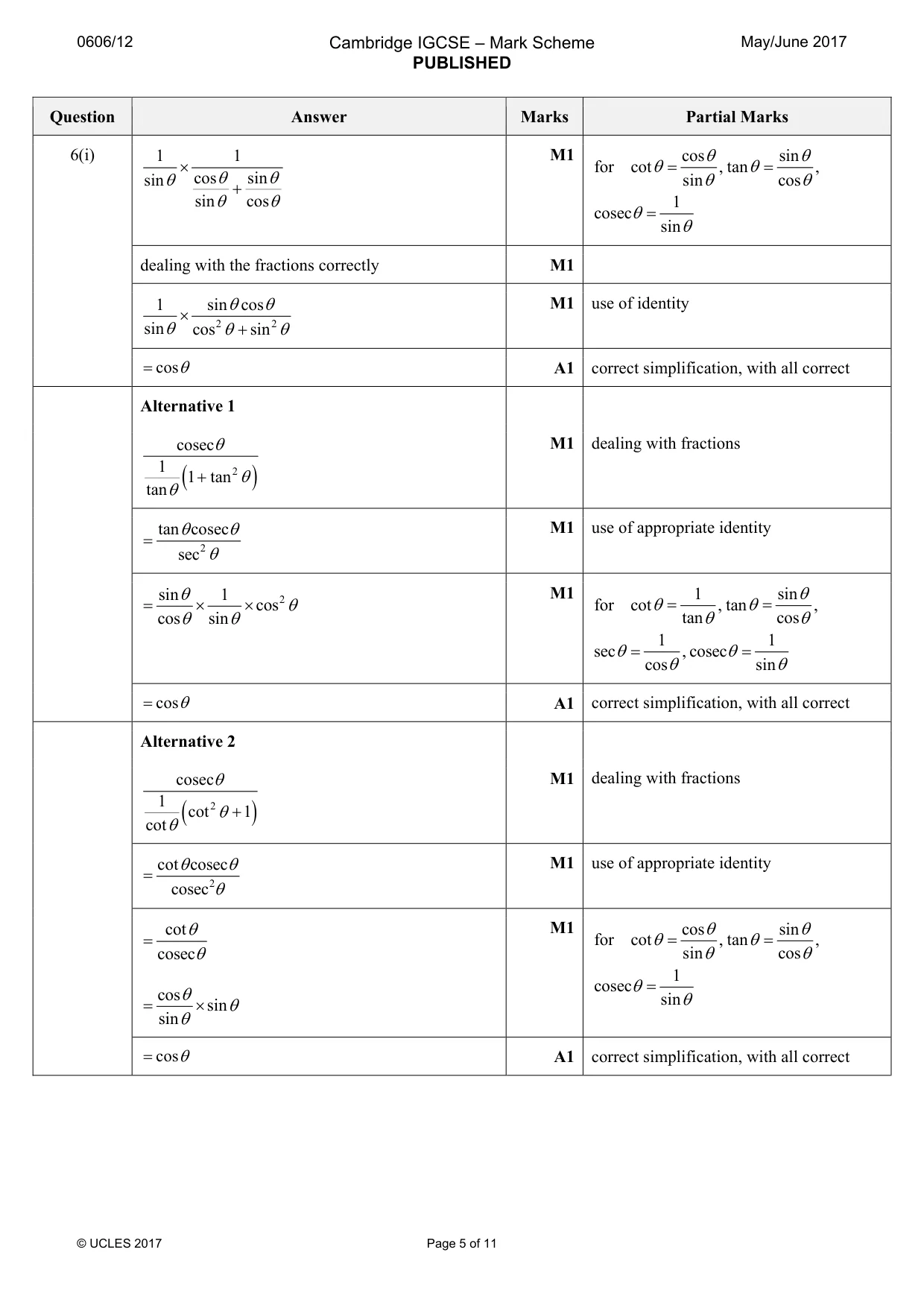 Mark scheme, page 5 of 11