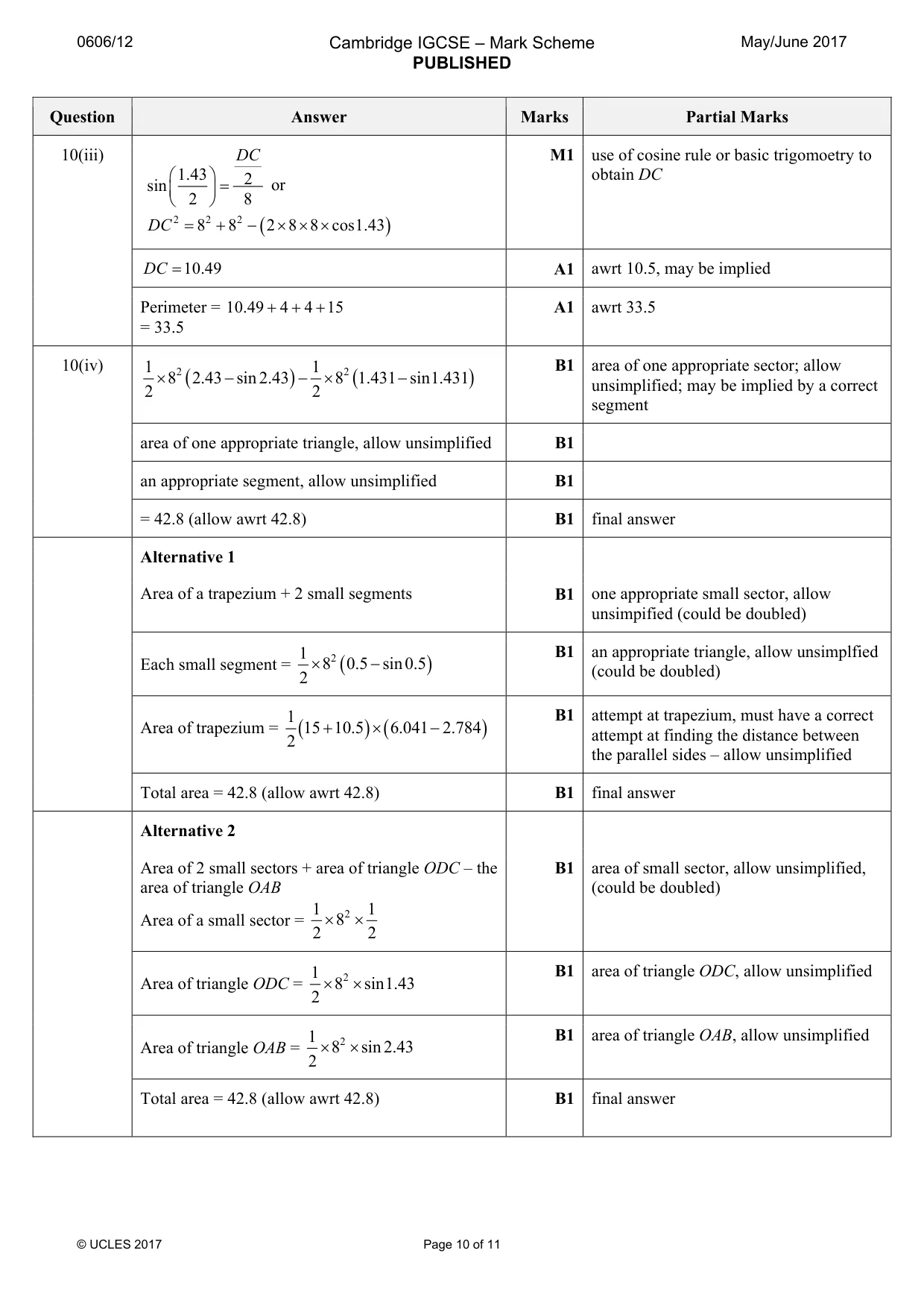 Mark scheme, page 10 of 11