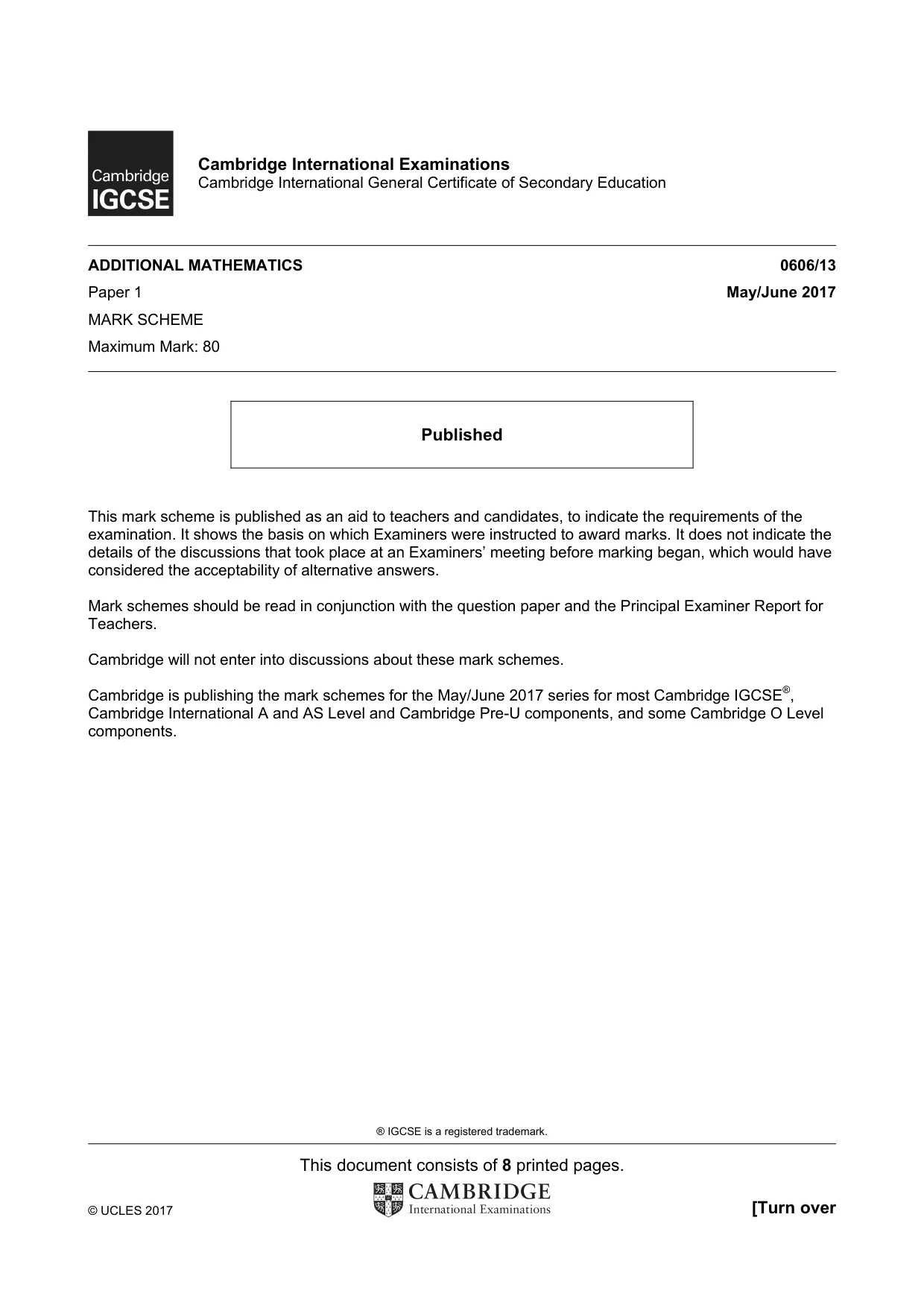 Mark scheme, page 1 of 8