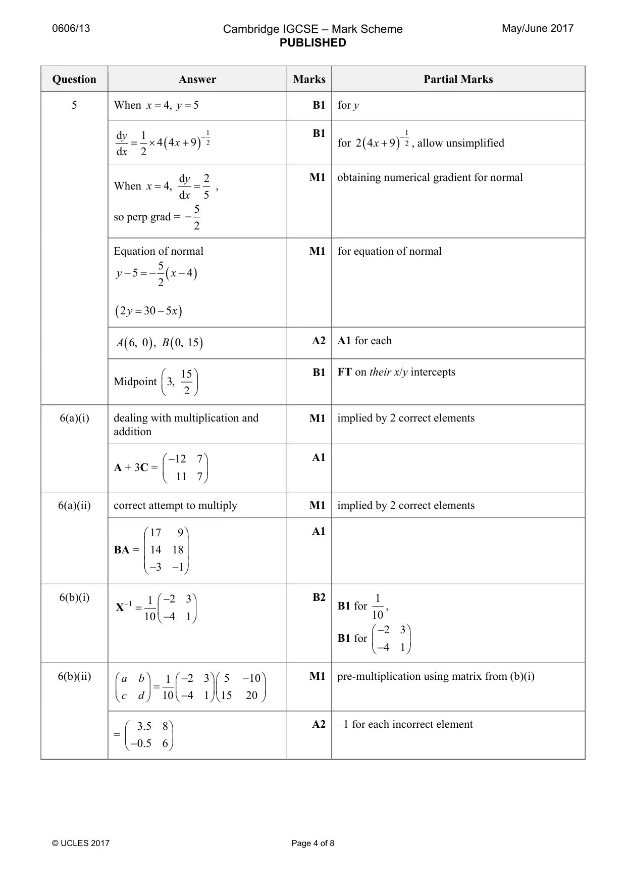 Mark scheme, page 4 of 8