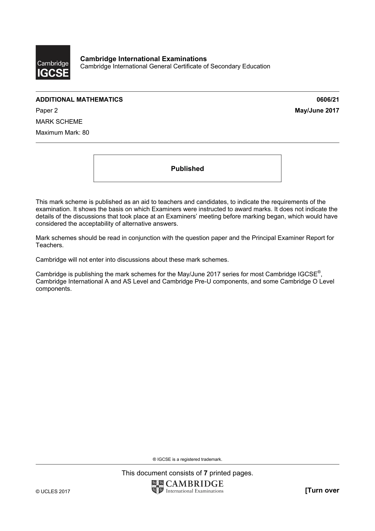 Mark scheme, page 1 of 7