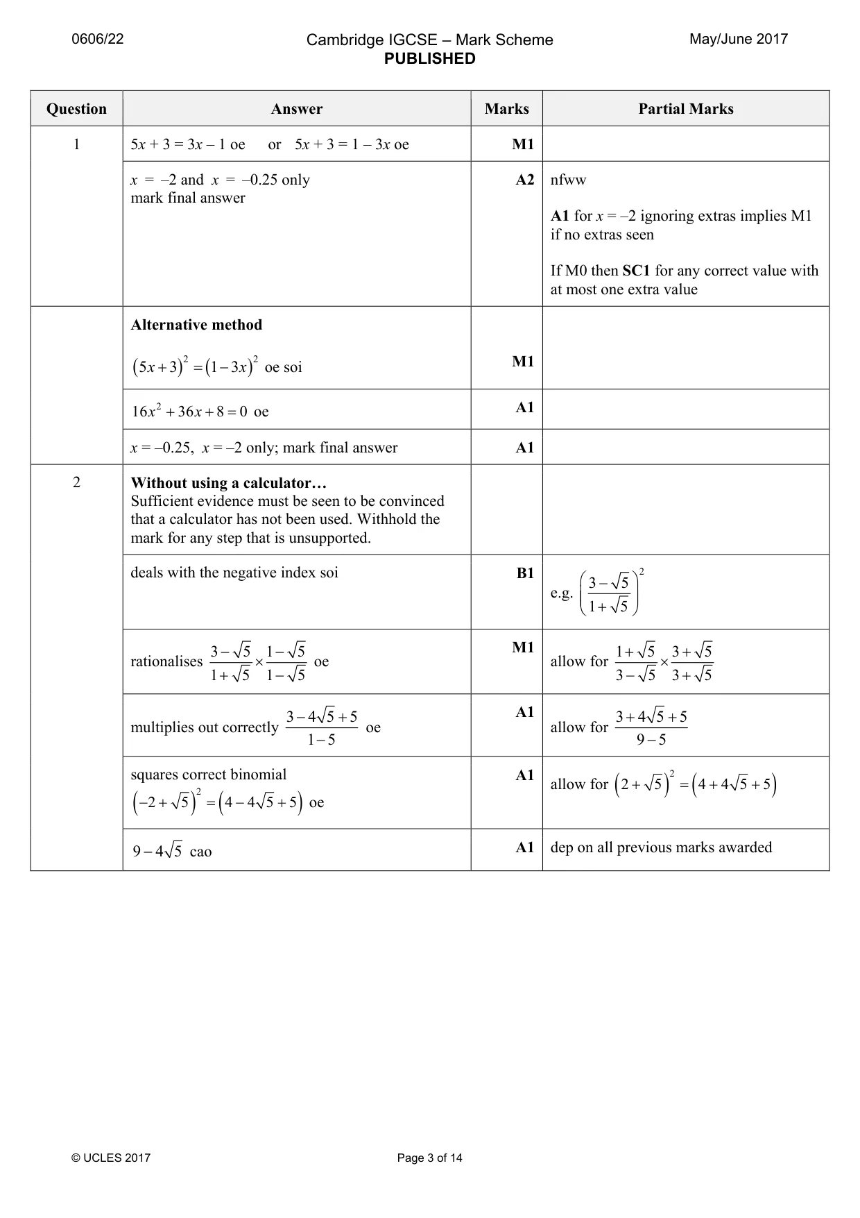 Mark scheme, page 3 of 14