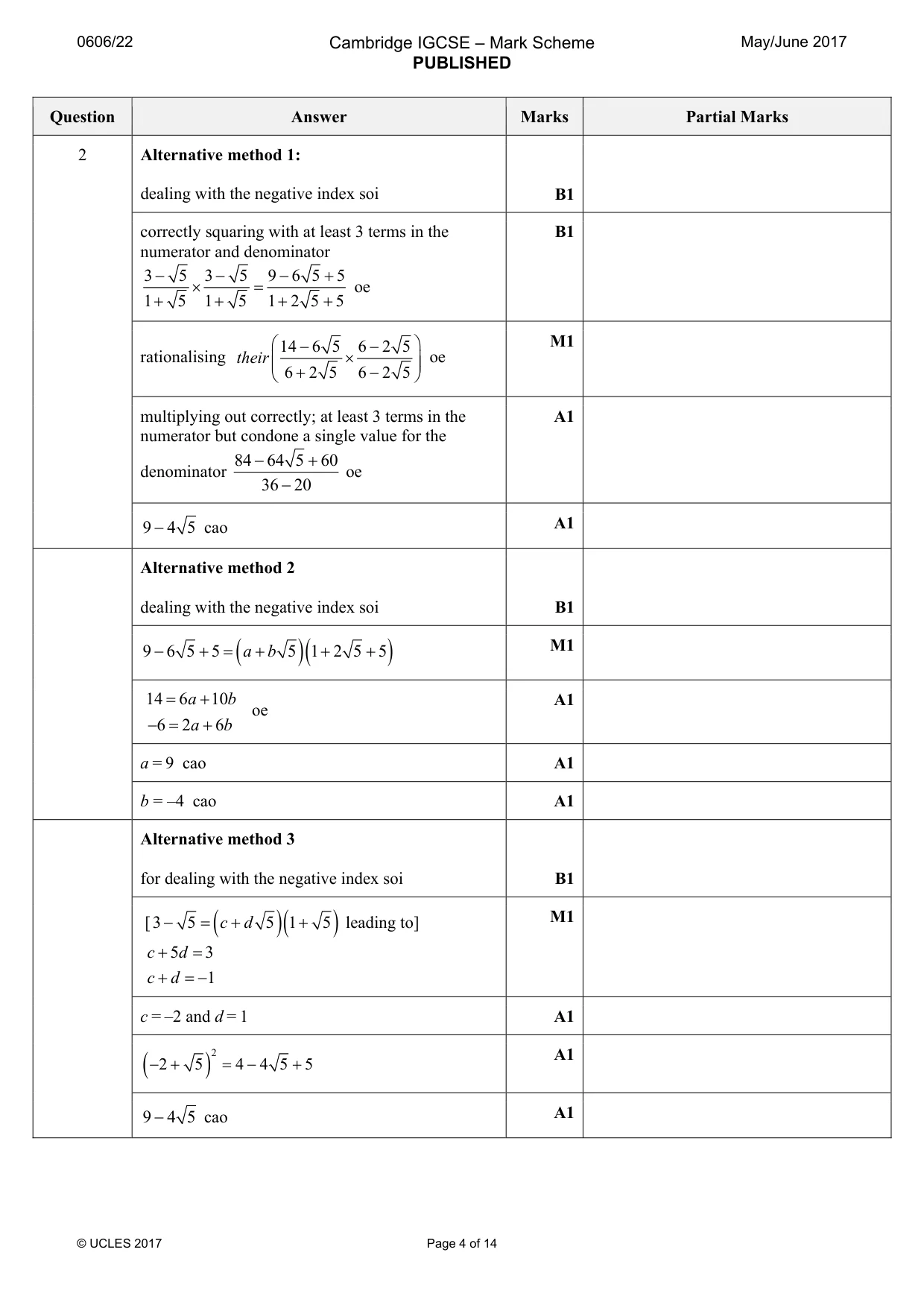Mark scheme, page 4 of 14