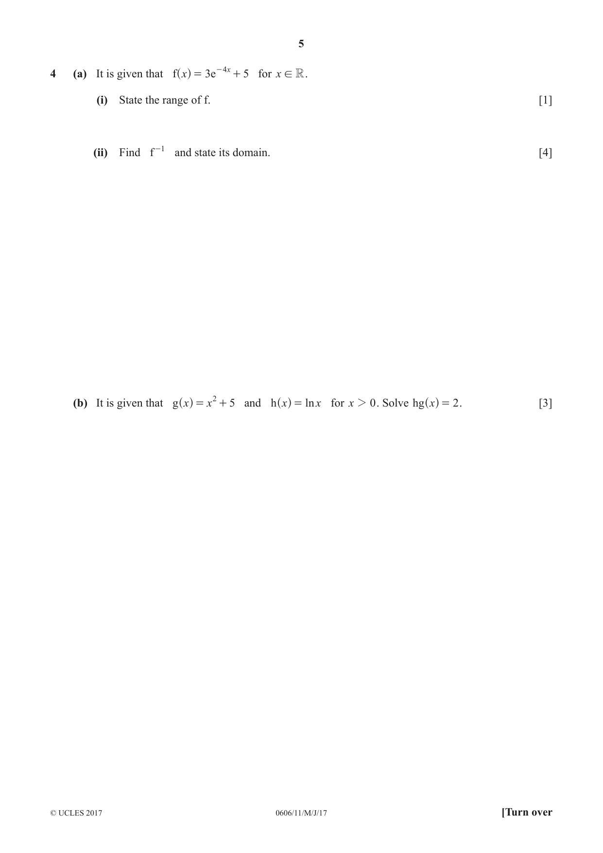 Cambridge IGCSE Mathematics - Additional 0606 2017 May/June Paper 1 · Variant 1 question paper, page 5 of 12