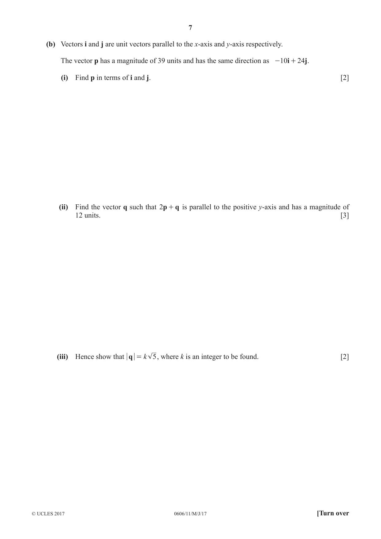 Cambridge IGCSE Mathematics - Additional 0606 2017 May/June Paper 1 · Variant 1 question paper, page 7 of 12