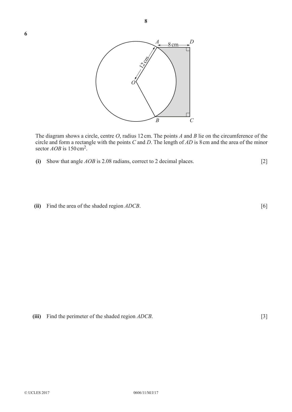 Cambridge IGCSE Mathematics - Additional 0606 2017 May/June Paper 1 · Variant 1 question paper, page 8 of 12