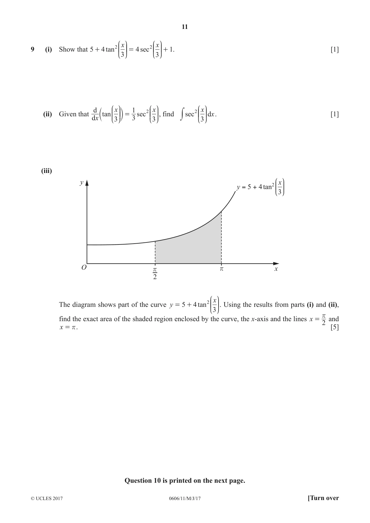 Cambridge IGCSE Mathematics - Additional 0606 2017 May/June Paper 1 · Variant 1 question paper, page 11 of 12