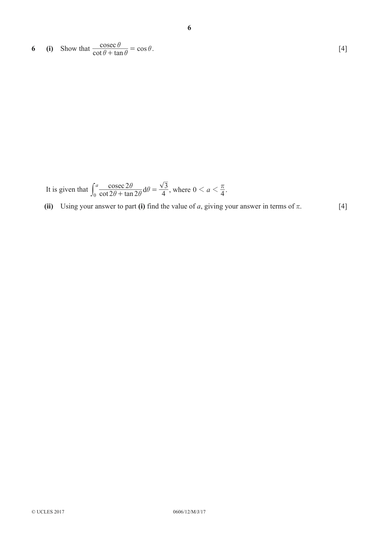 Cambridge IGCSE Mathematics - Additional 0606 2017 May/June Paper 1 · Variant 2 question paper, page 6 of 12