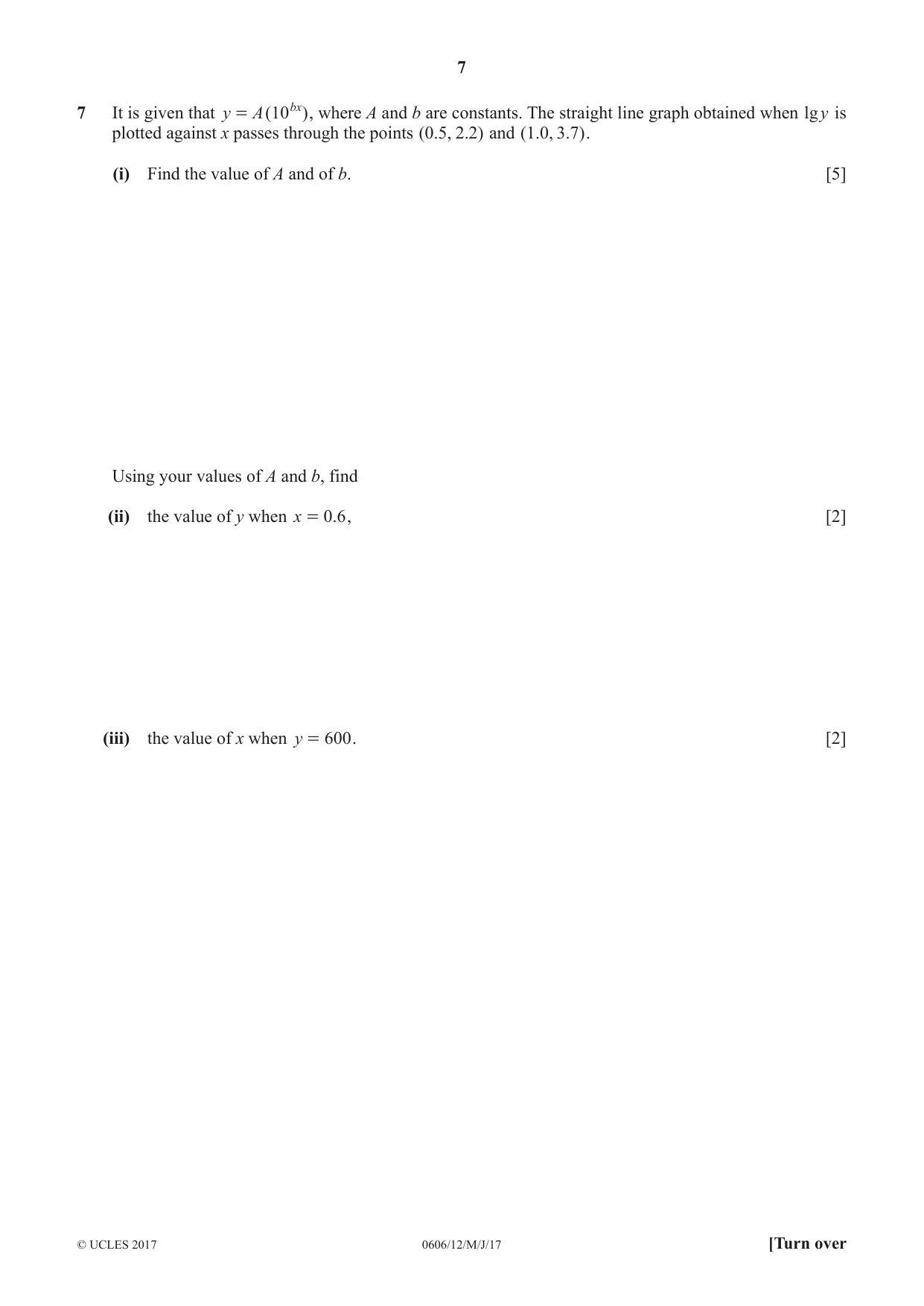 Cambridge IGCSE Mathematics - Additional 0606 2017 May/June Paper 1 · Variant 2 question paper, page 7 of 12