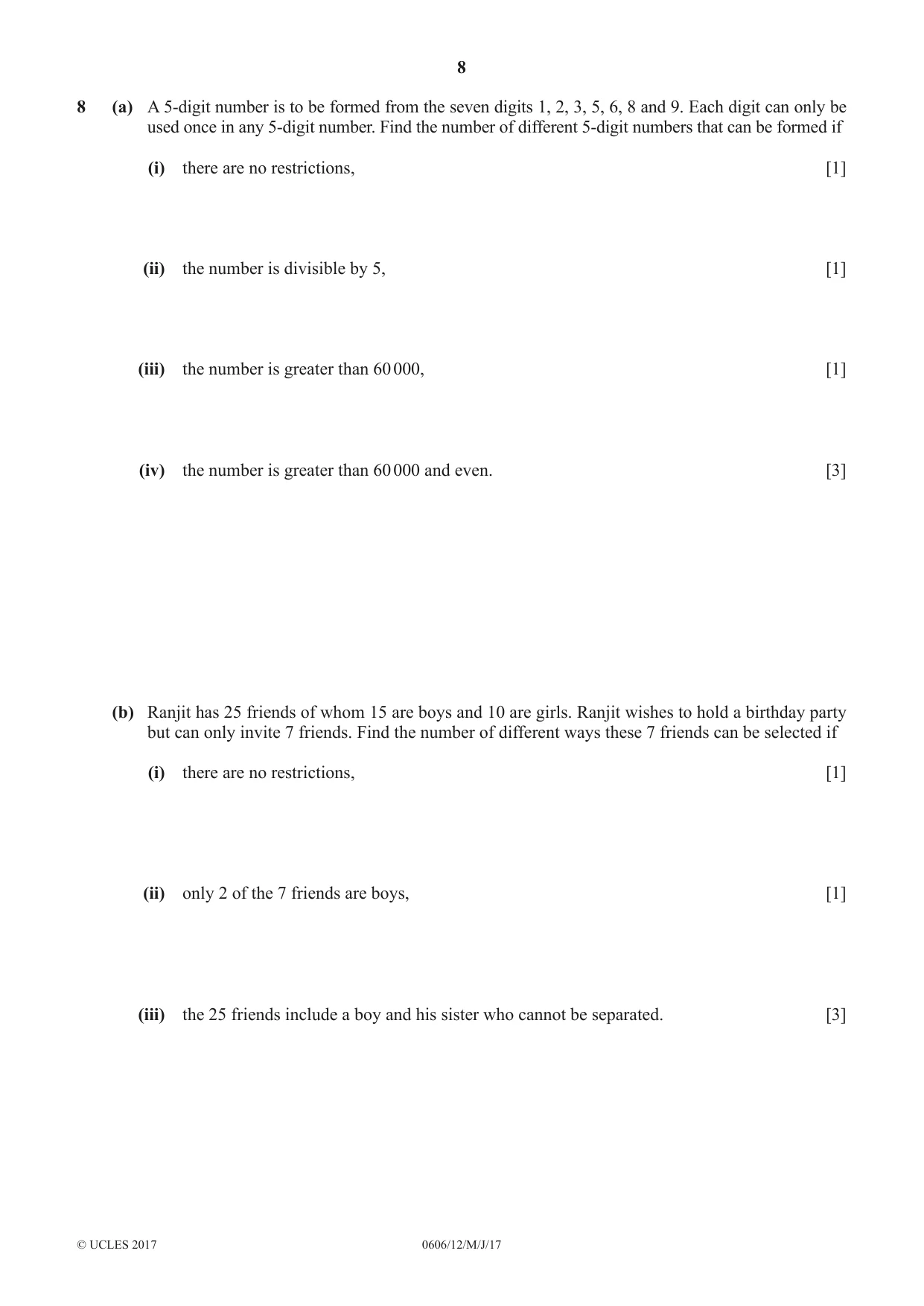 Cambridge IGCSE Mathematics - Additional 0606 2017 May/June Paper 1 · Variant 2 question paper, page 8 of 12