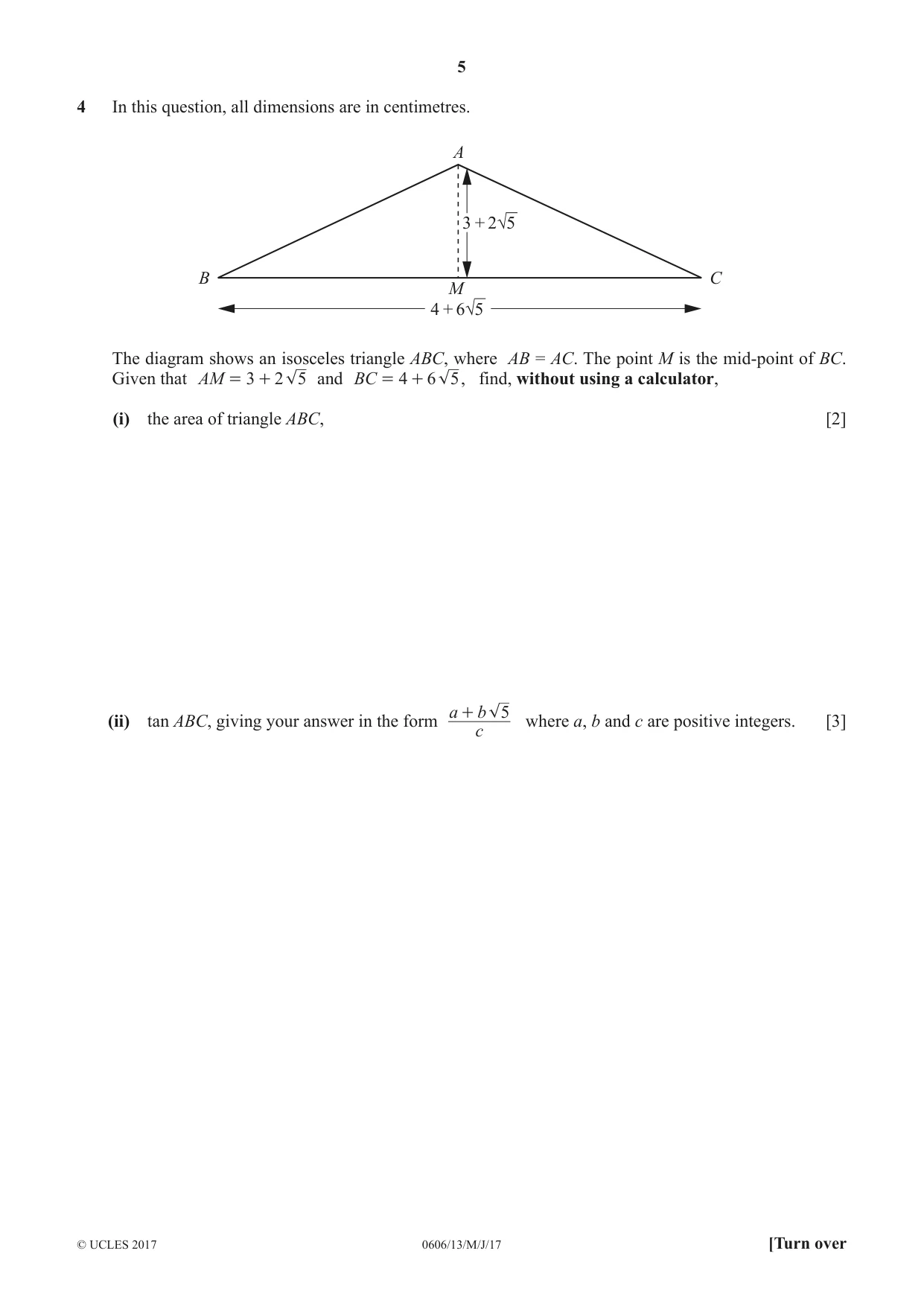 Cambridge IGCSE Mathematics - Additional 0606 2017 May/June Paper 1 · Variant 3 question paper, page 5 of 16