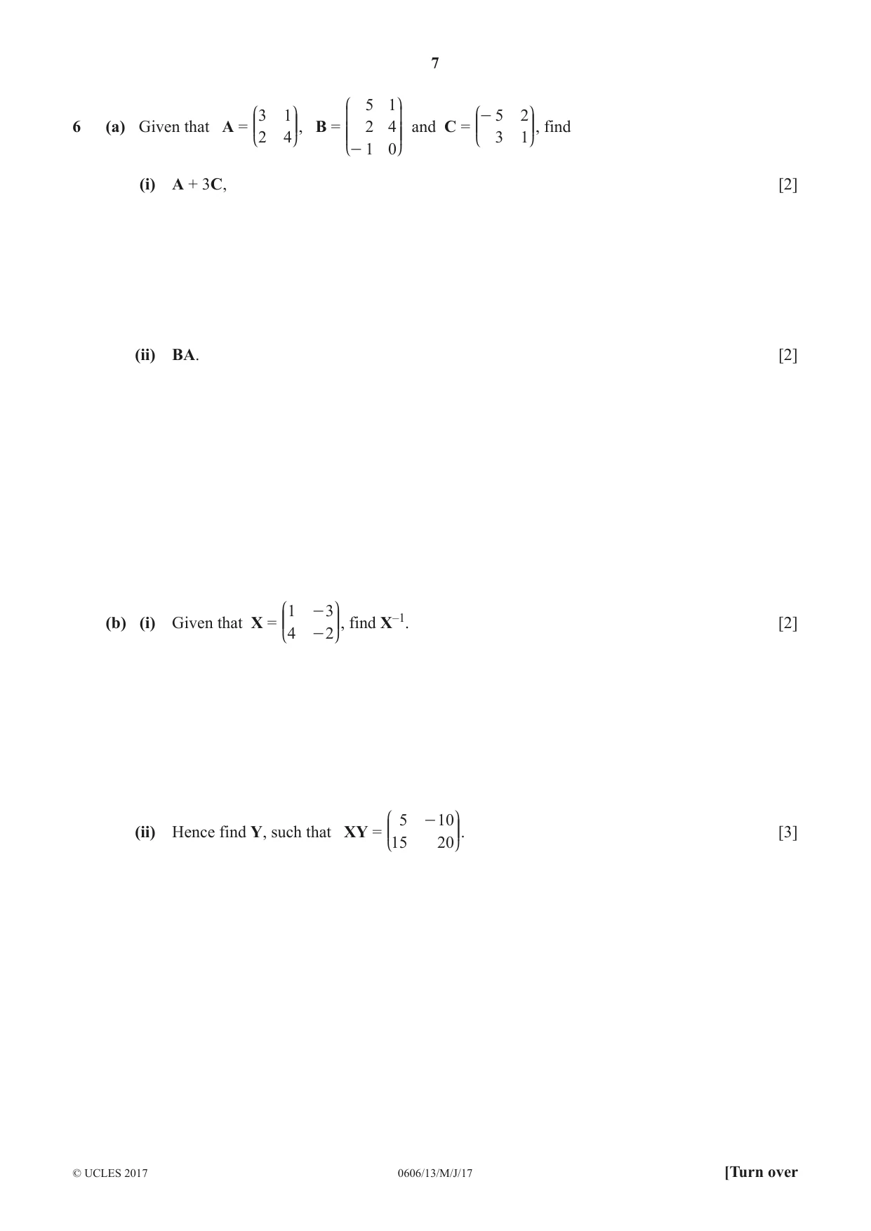 Cambridge IGCSE Mathematics - Additional 0606 2017 May/June Paper 1 · Variant 3 question paper, page 7 of 16