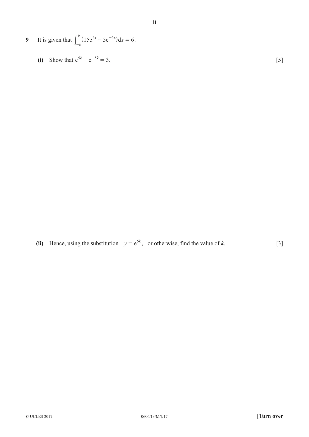 Cambridge IGCSE Mathematics - Additional 0606 2017 May/June Paper 1 · Variant 3 question paper, page 11 of 16