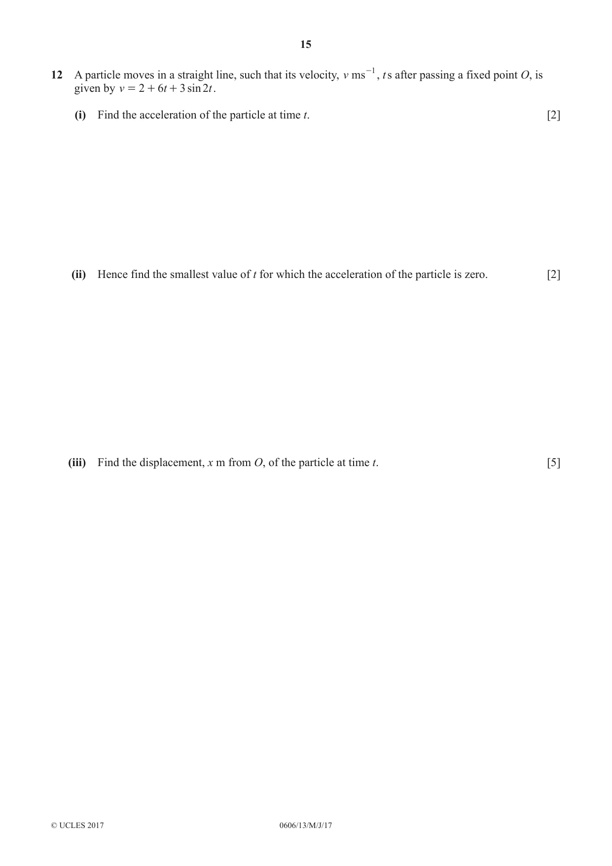 Cambridge IGCSE Mathematics - Additional 0606 2017 May/June Paper 1 · Variant 3 question paper, page 15 of 16