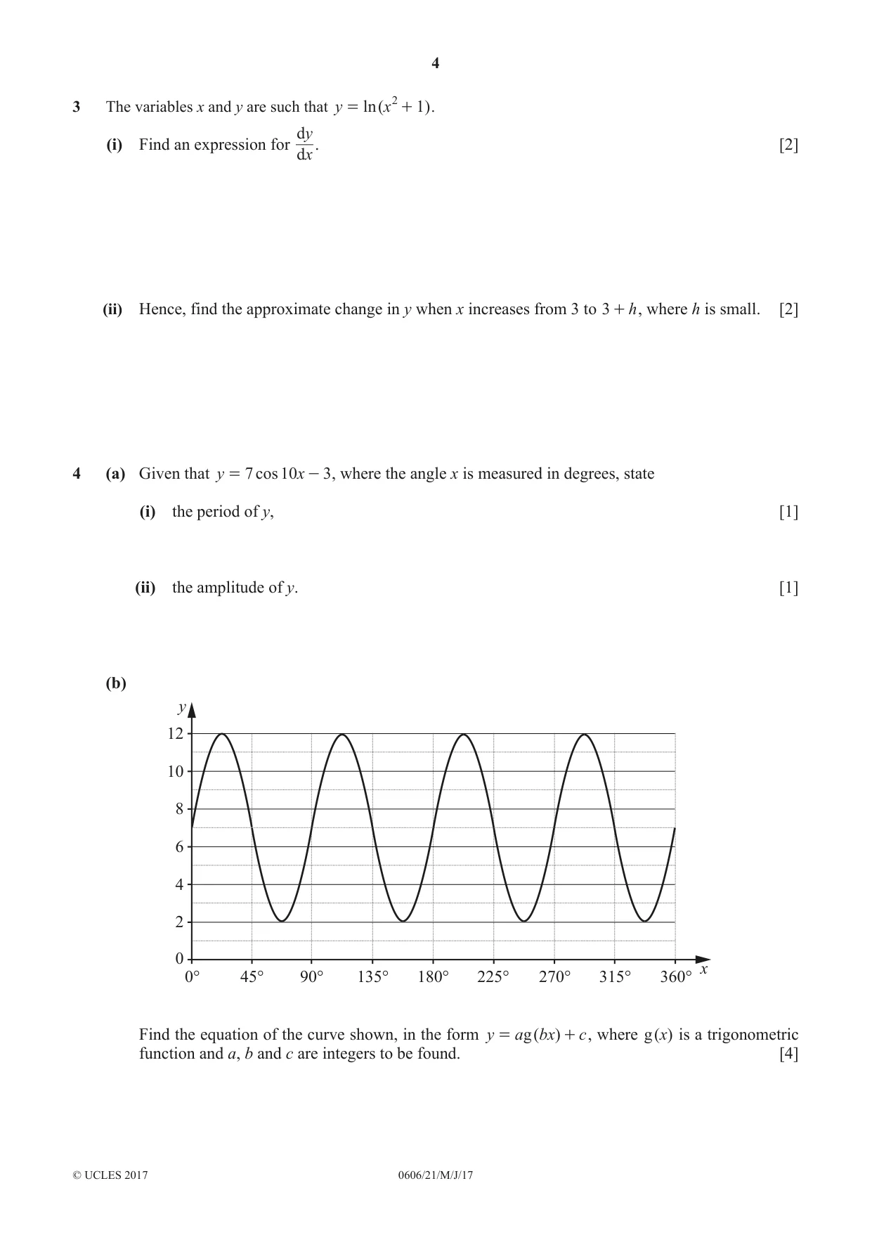 Cambridge IGCSE Mathematics - Additional 0606 2017 May/June Paper 2 · Variant 1 question paper, page 4 of 12